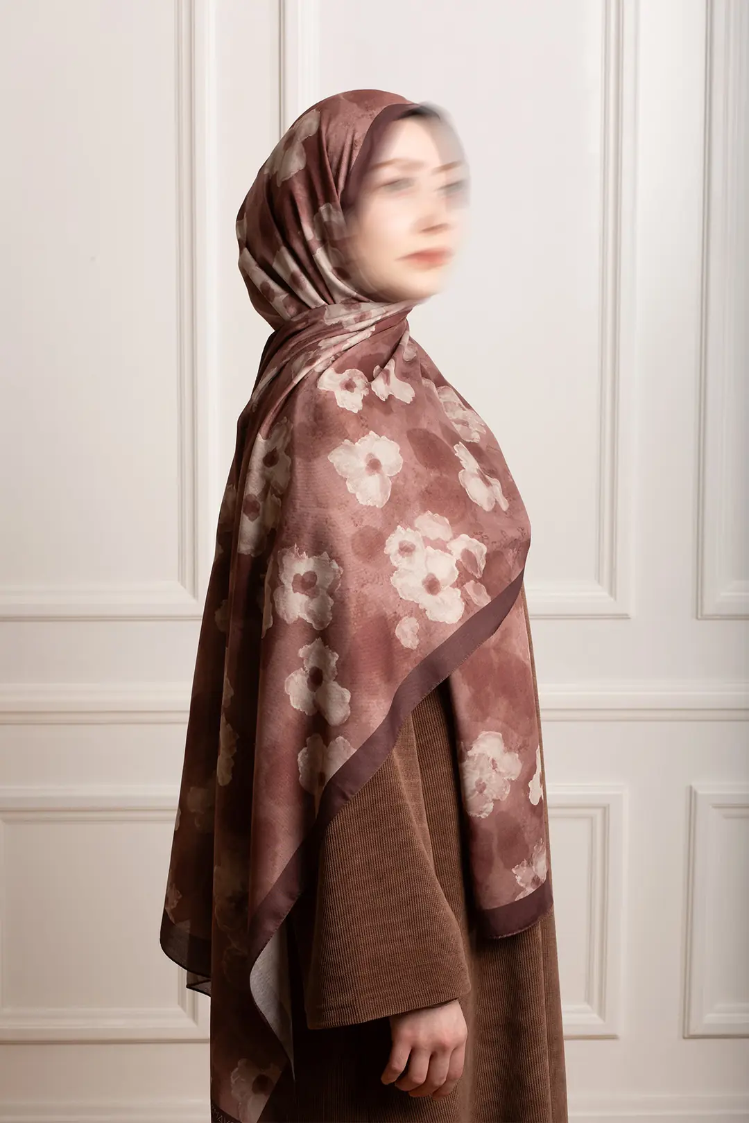 Autumn Serenade Patterned Soft Shawl Rose Brown 7