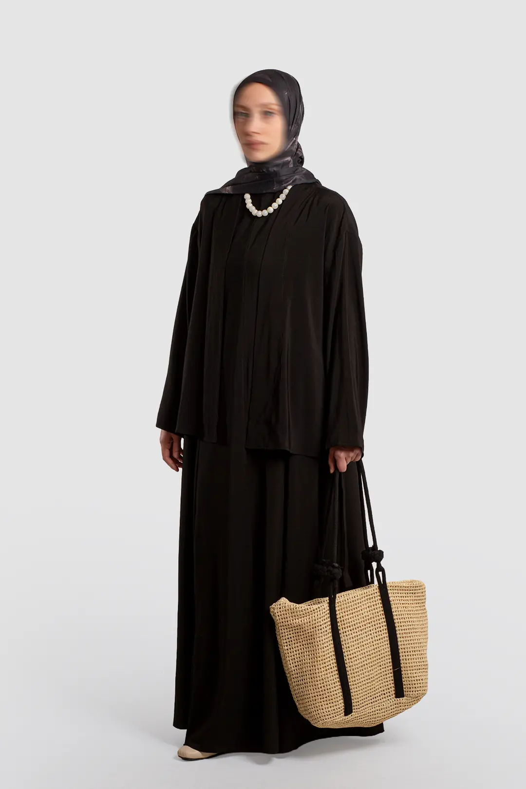 Modal Kimono Jile Elbise Takım Siyah 5