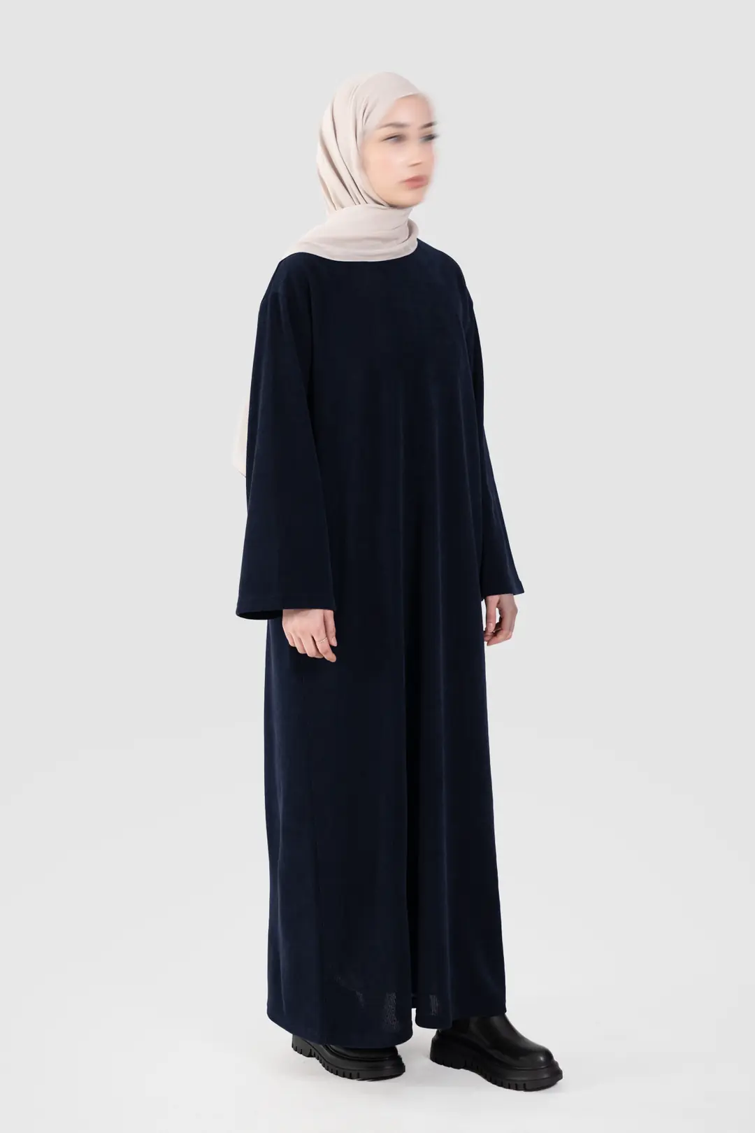 Örme Triko Oversize Elbise Lacivert 5
