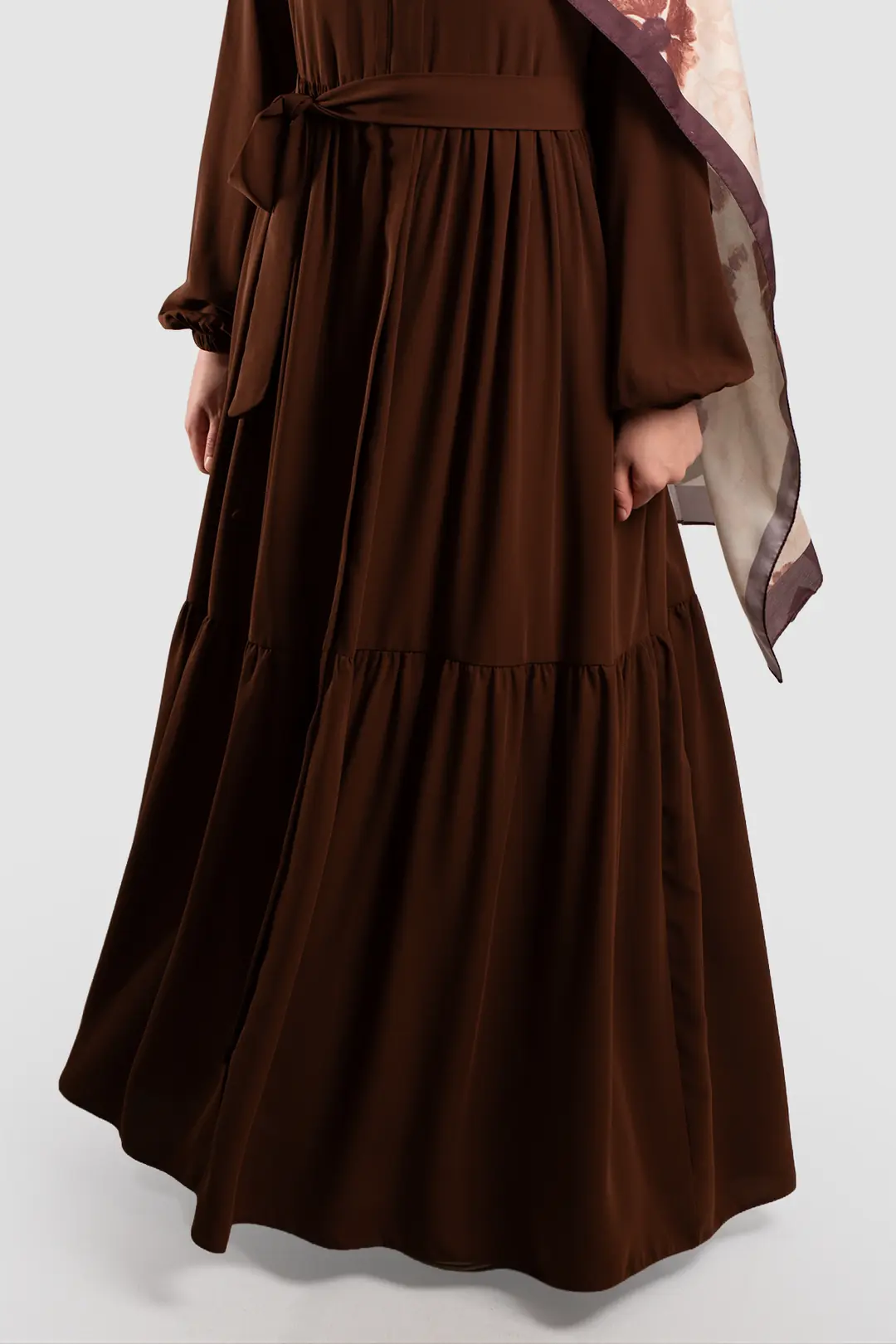 Duru Zippered Abaya in Dark Brown 5