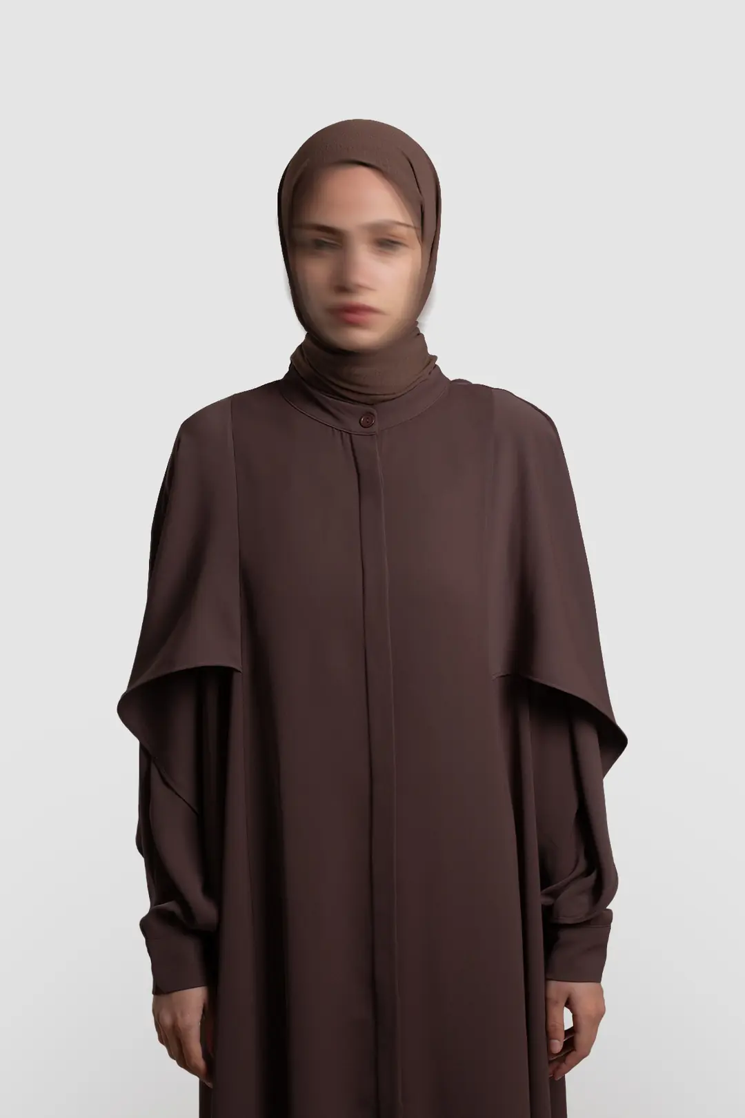 Windproof Sleeved Abaya, Dark Brown 7
