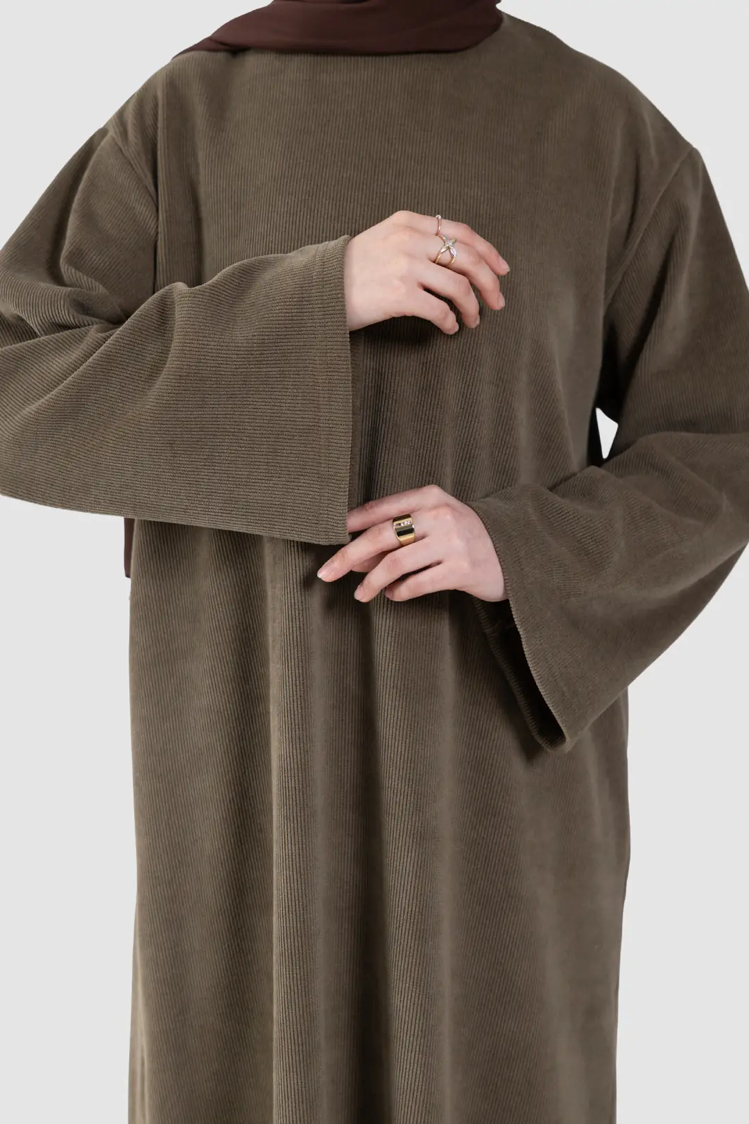 Örme Triko Oversize Elbise Haki 5
