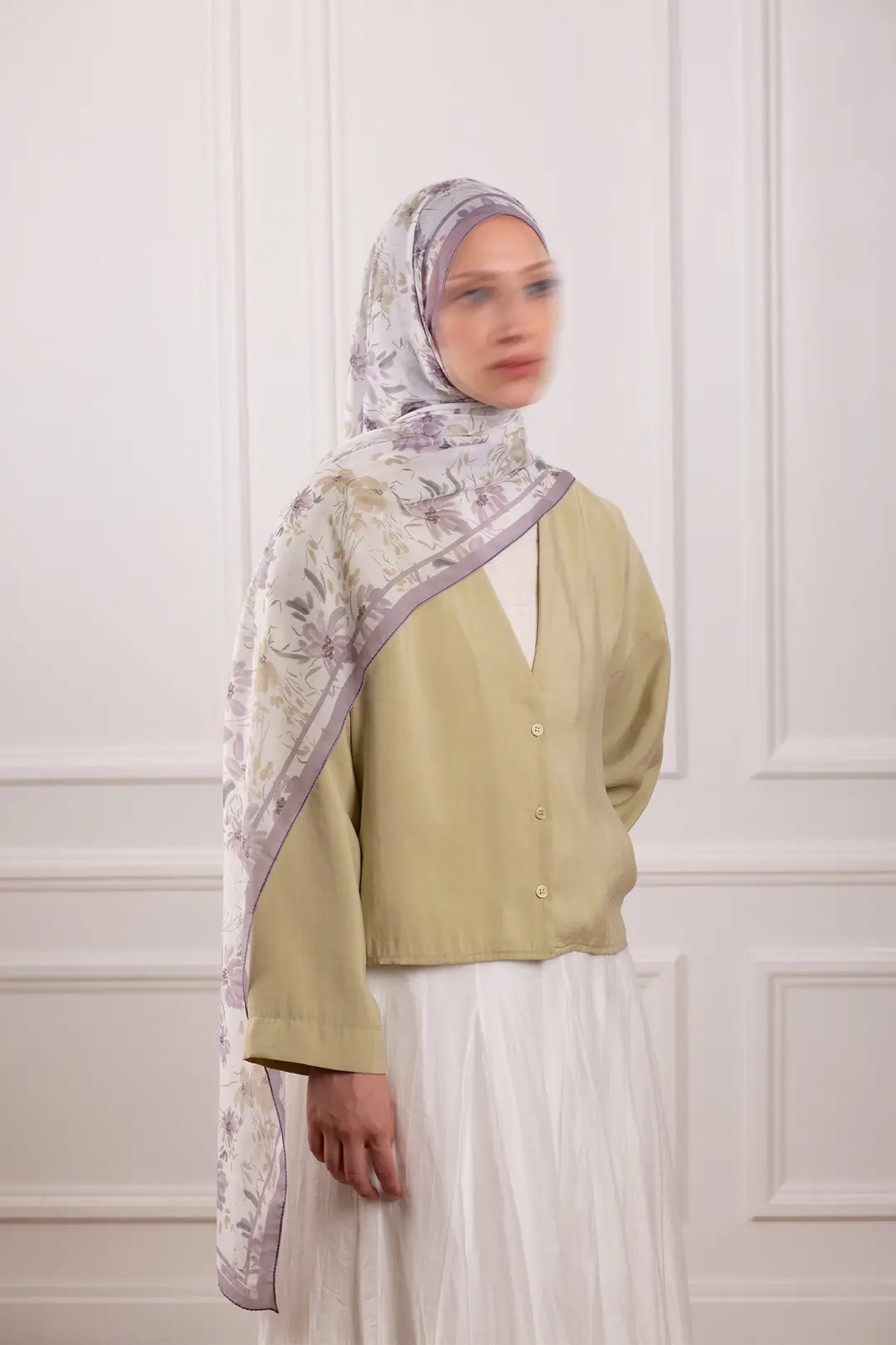 Lalin Desenli Soft Şal Lila 3