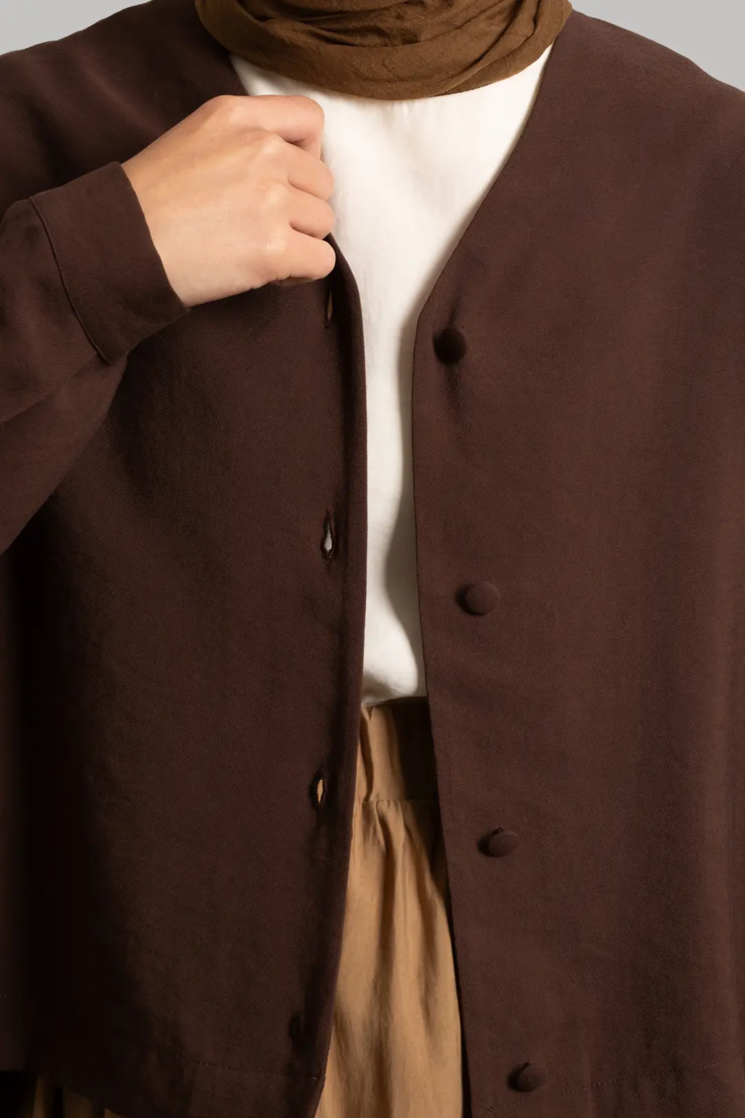 Modal Button-Down Jacket, Dark Brown 5
