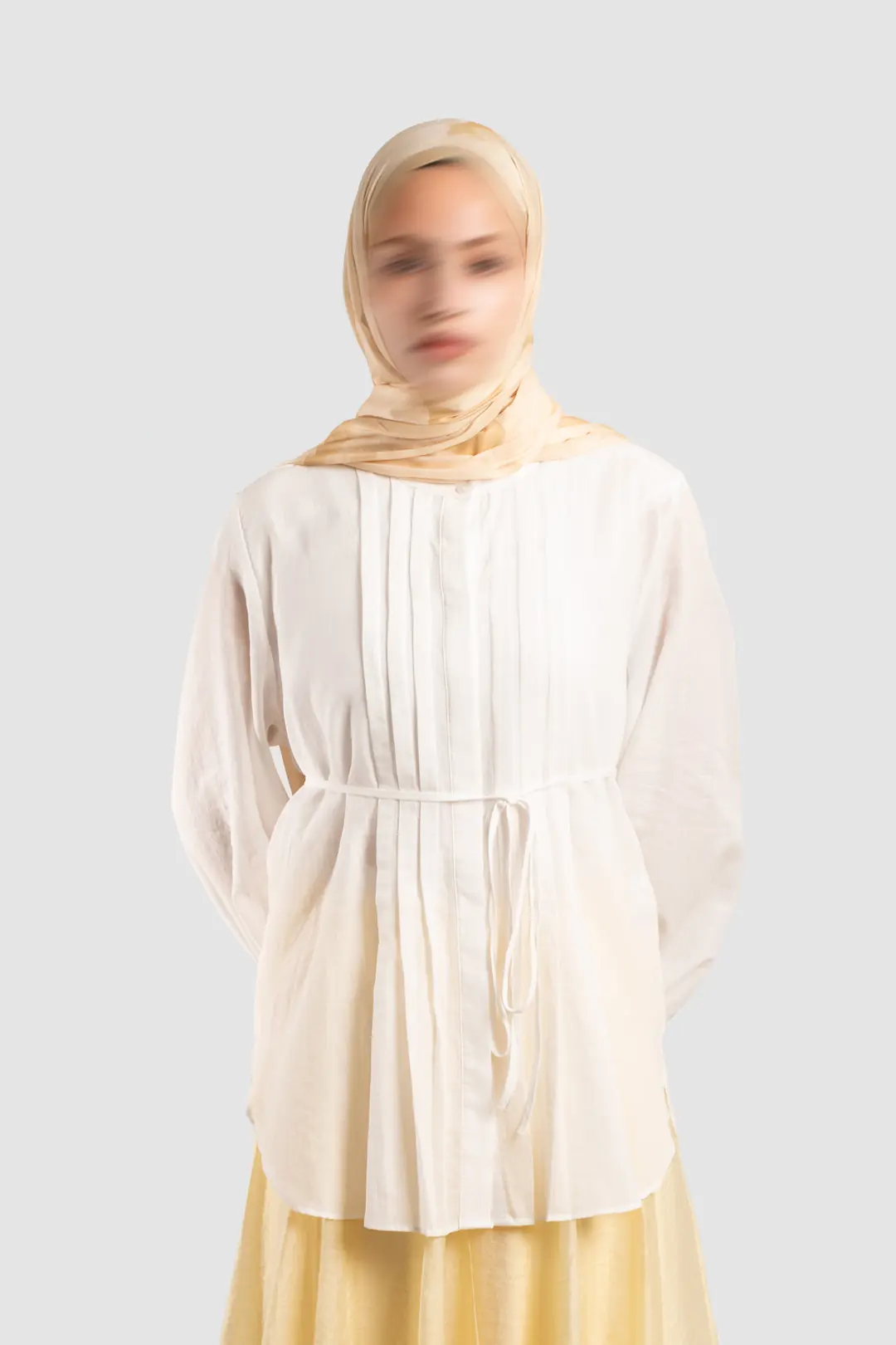 Ribbed Detail Cotton Voile Shirt, Ecru 2