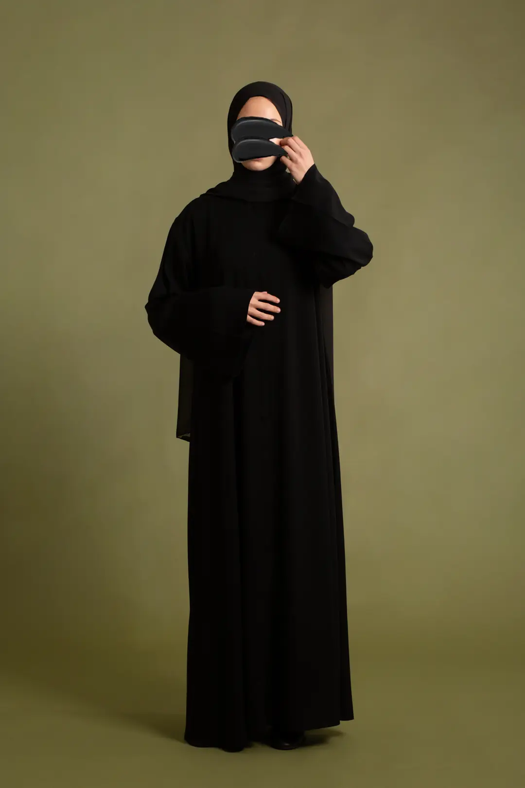 Dubai Silk Abaya Set Black 3