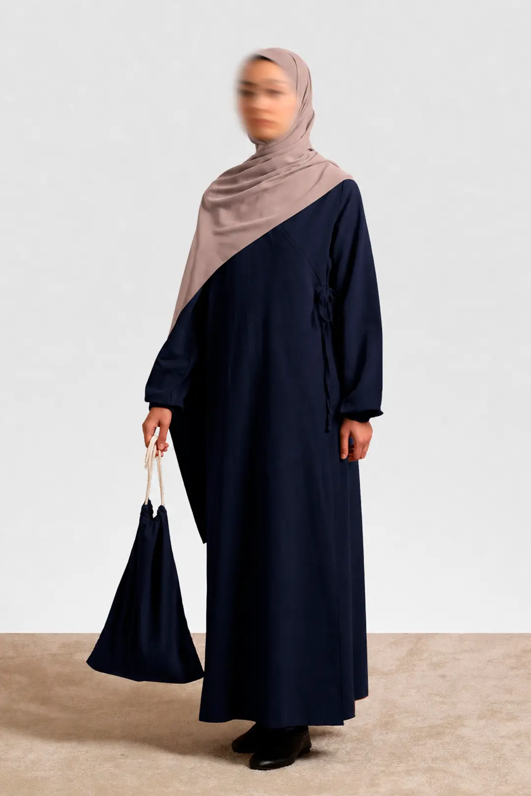Prayer Dress Linen Abaya Navy Blue