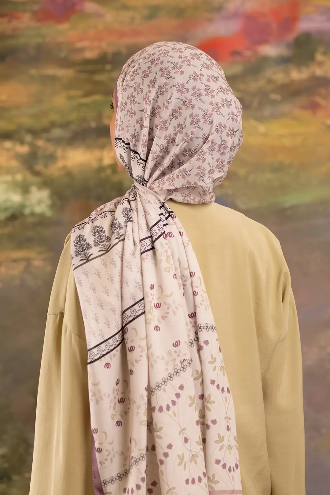 Floral Harmony Desenli Soft Şal Leylak 7