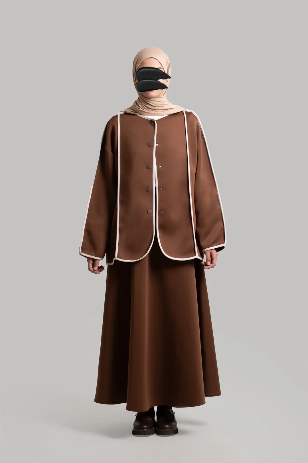 Puffy Scuba Trimmed Jacket, Coffee
