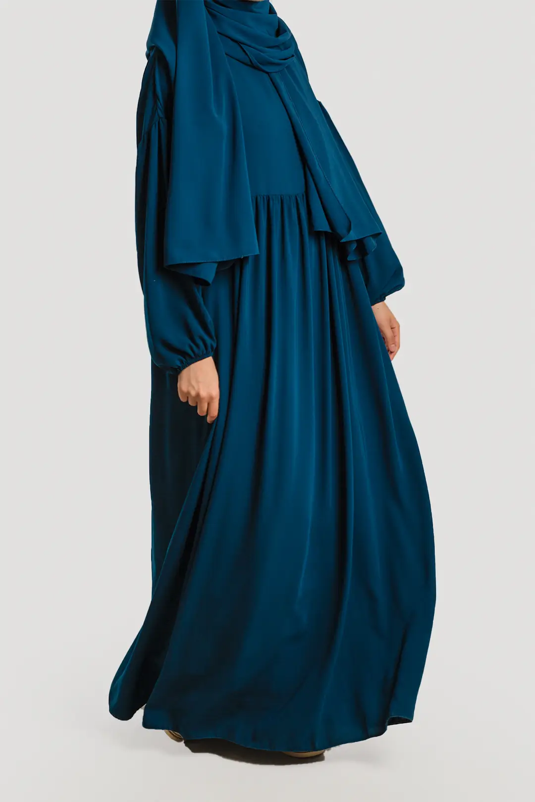 Hijab Dress/Abaya in Petrol Blue 5