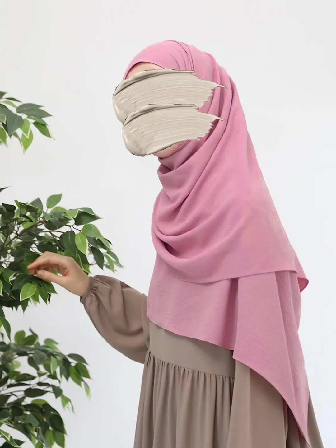 Ayrobin Krep Büyük Boy Şal Pembe