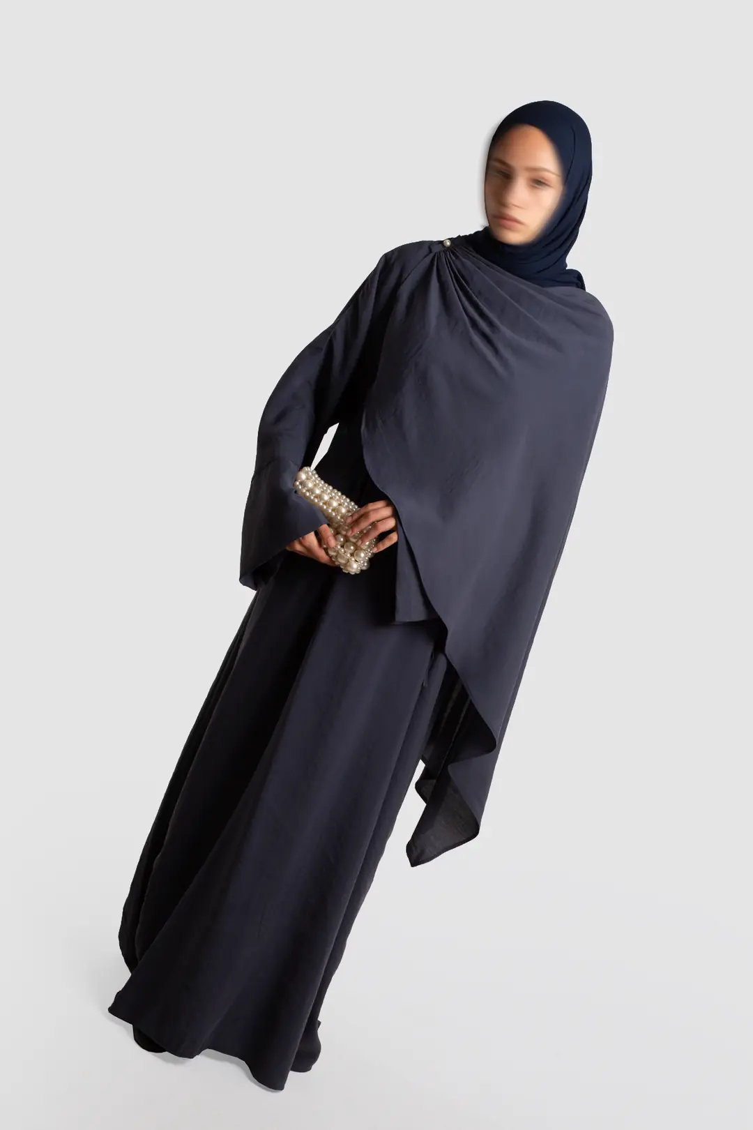 Tak Çıkar Pelerinli Abaya İndigo 3
