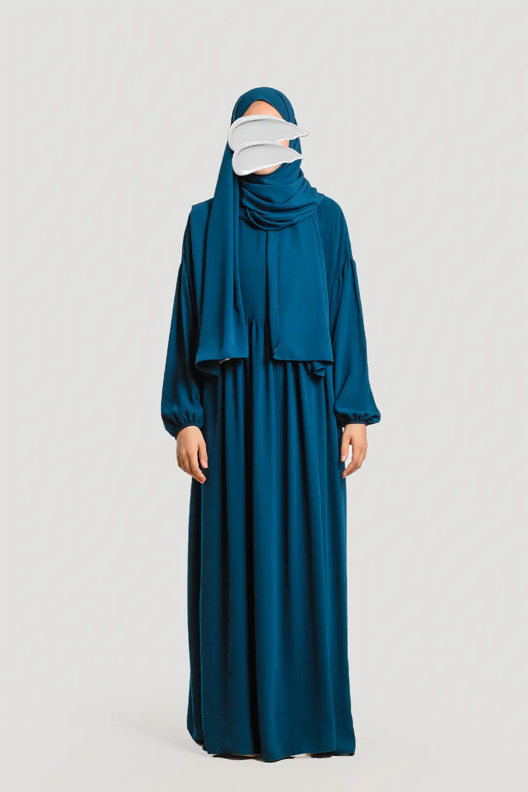 Hijab Dress/Abaya in Petrol Blue