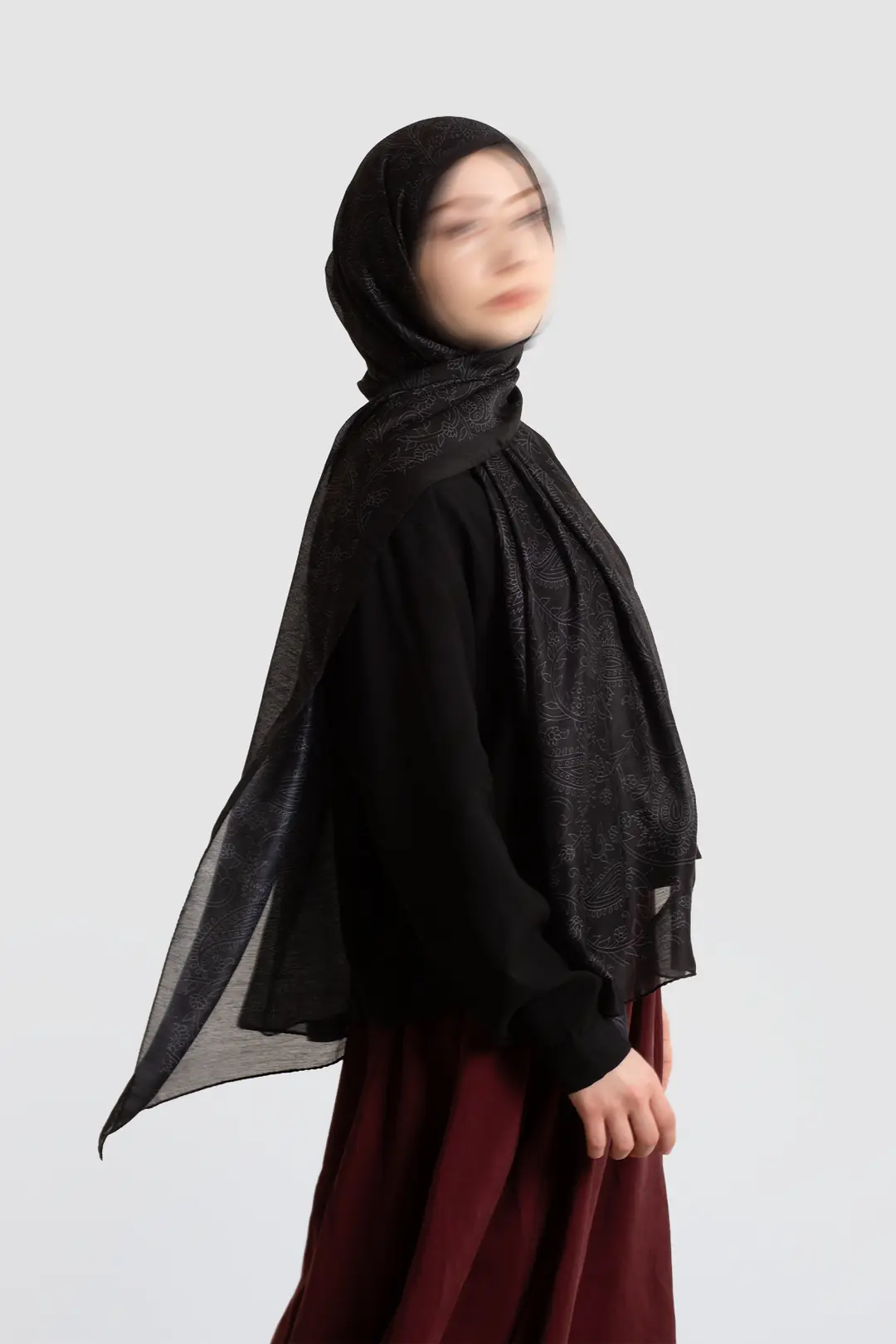 Mystic Texture Patterned Cotton Scarf, Black 9