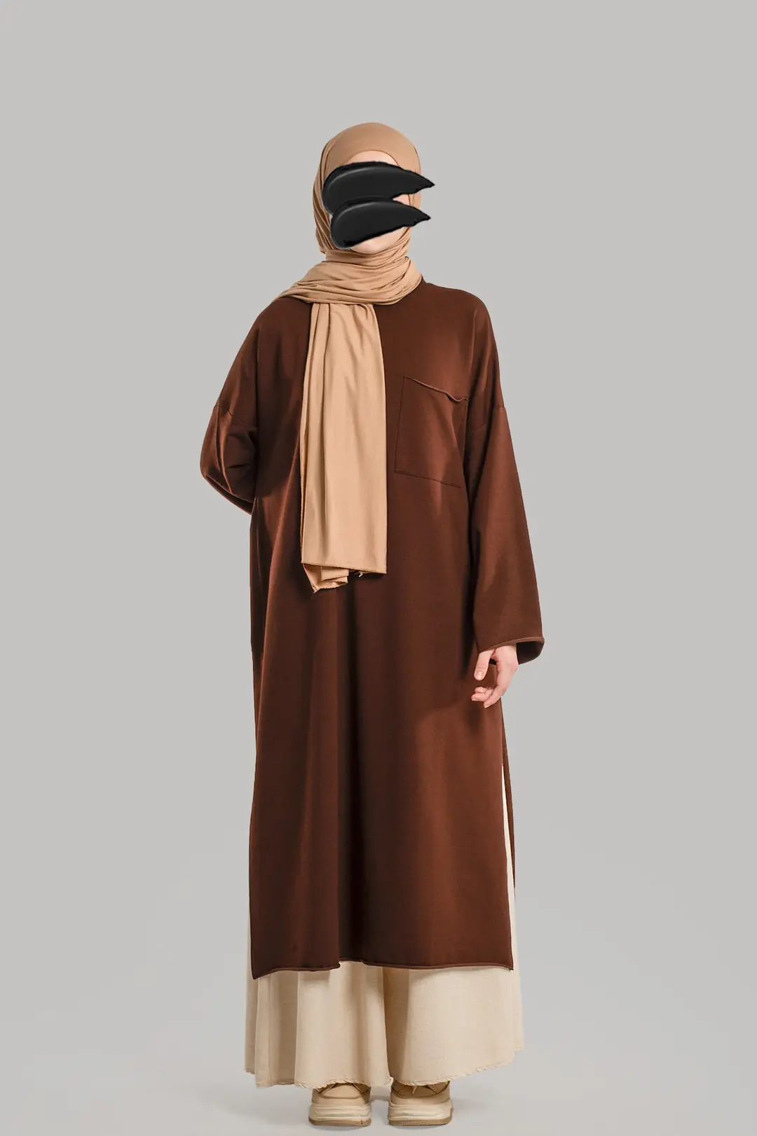Etek Üstü Pamuklu Tunik Acı Kahve 9
