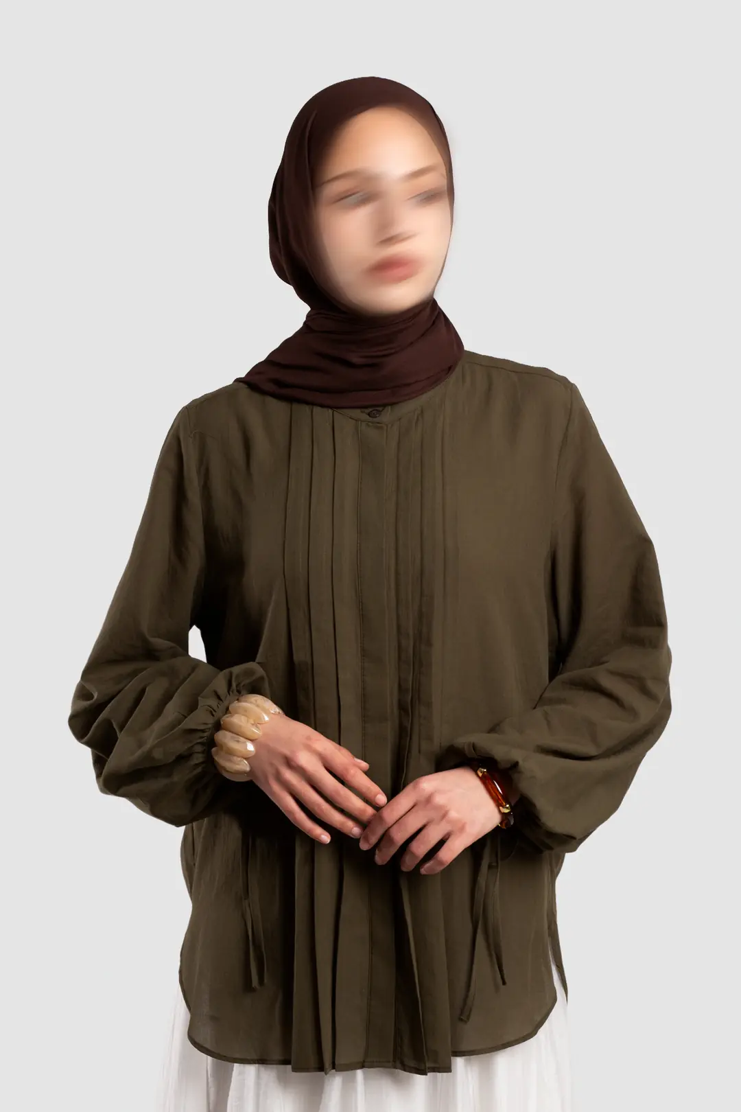 Ribbed Cotton Voile Shirt, Khaki 4