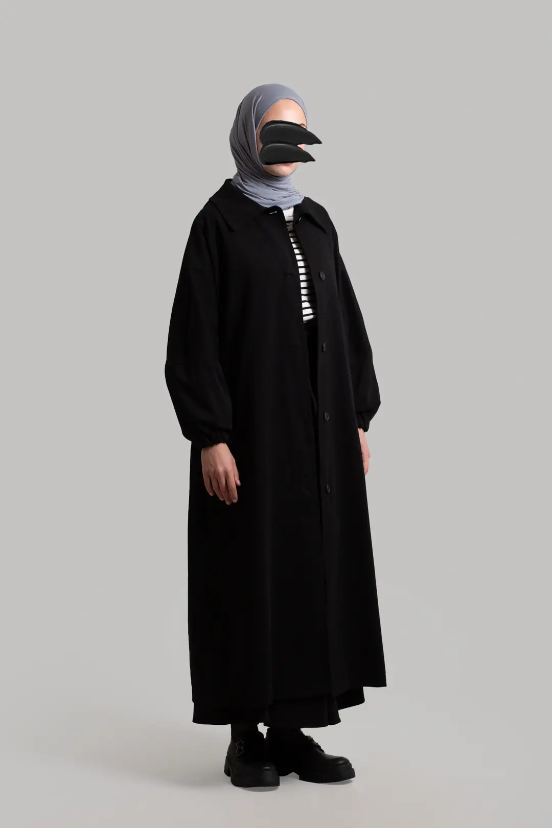 Premium Oversize Trench Coat Black 5