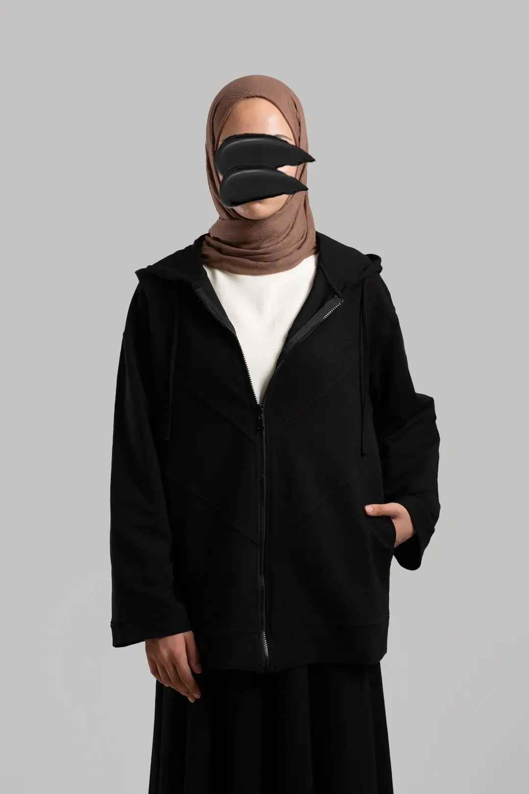Form-stitched Zip-up Sweatshirt, Black 5