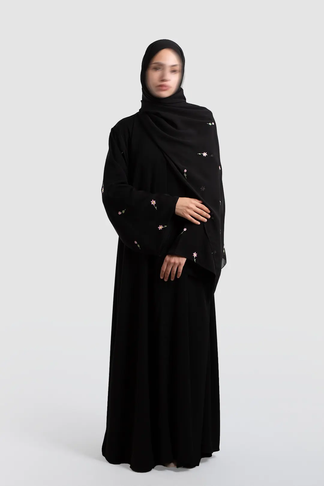 Embroidered Abaya Set Black 6