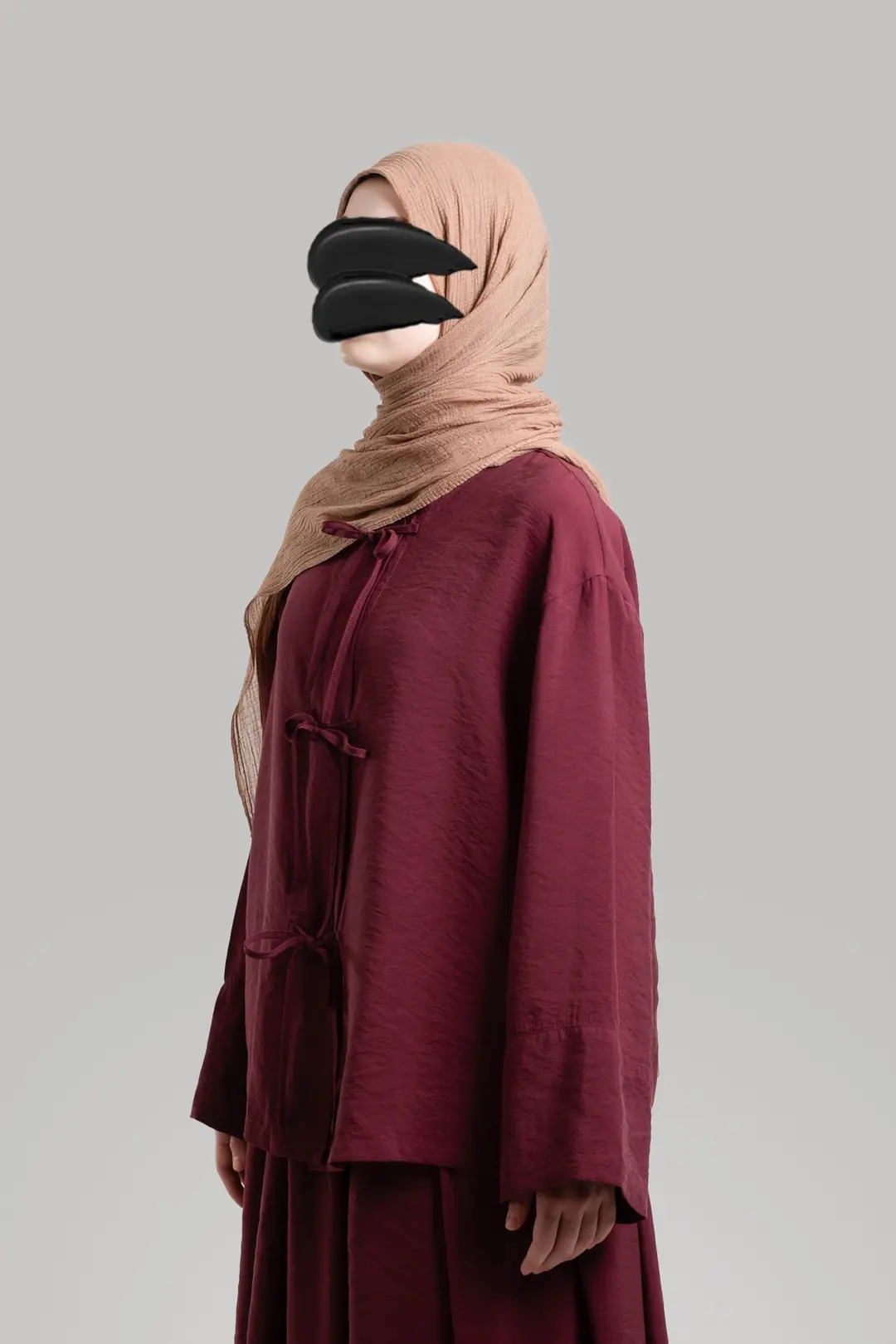 Tie-Up Modal Blouse in Burgundy 5
