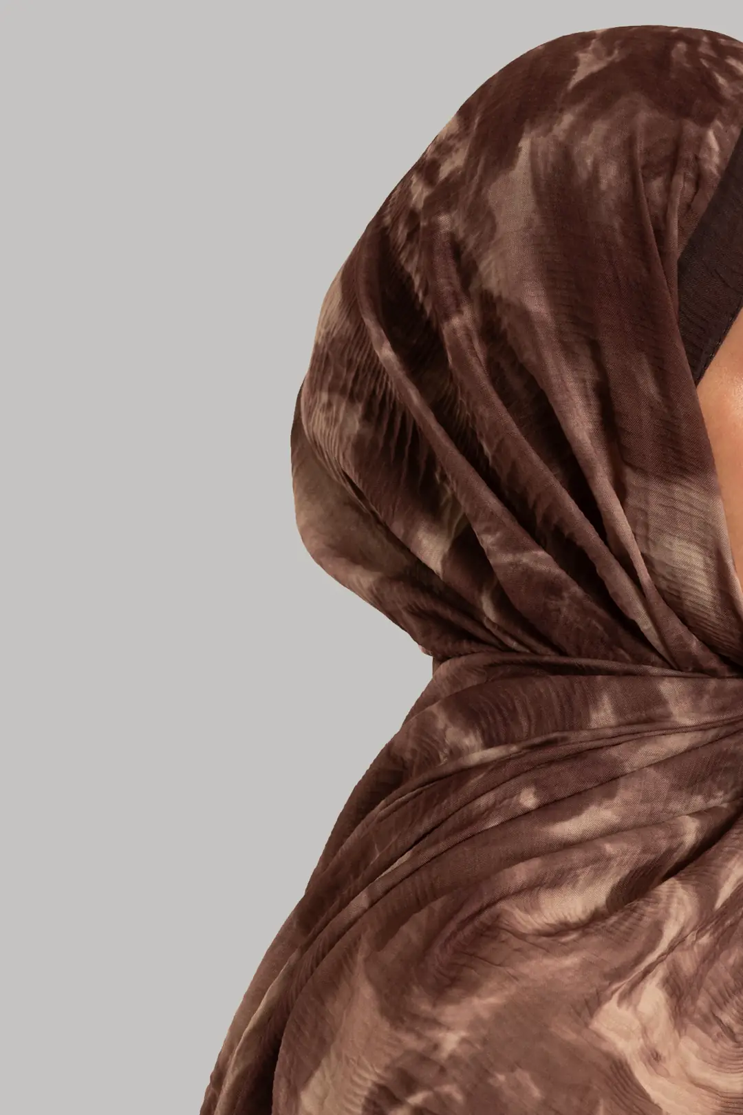 Muslin Ethereal Patterned Muslin Scarf, Coffee 2