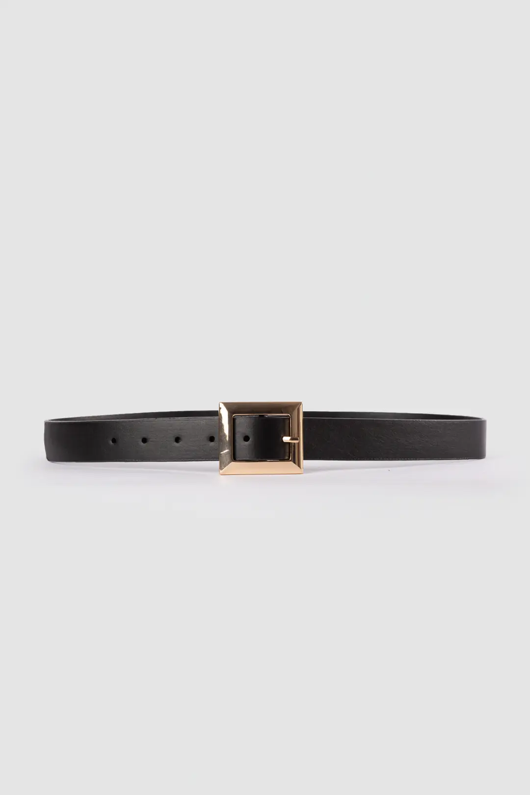 Square Buckle Thick Belt Black