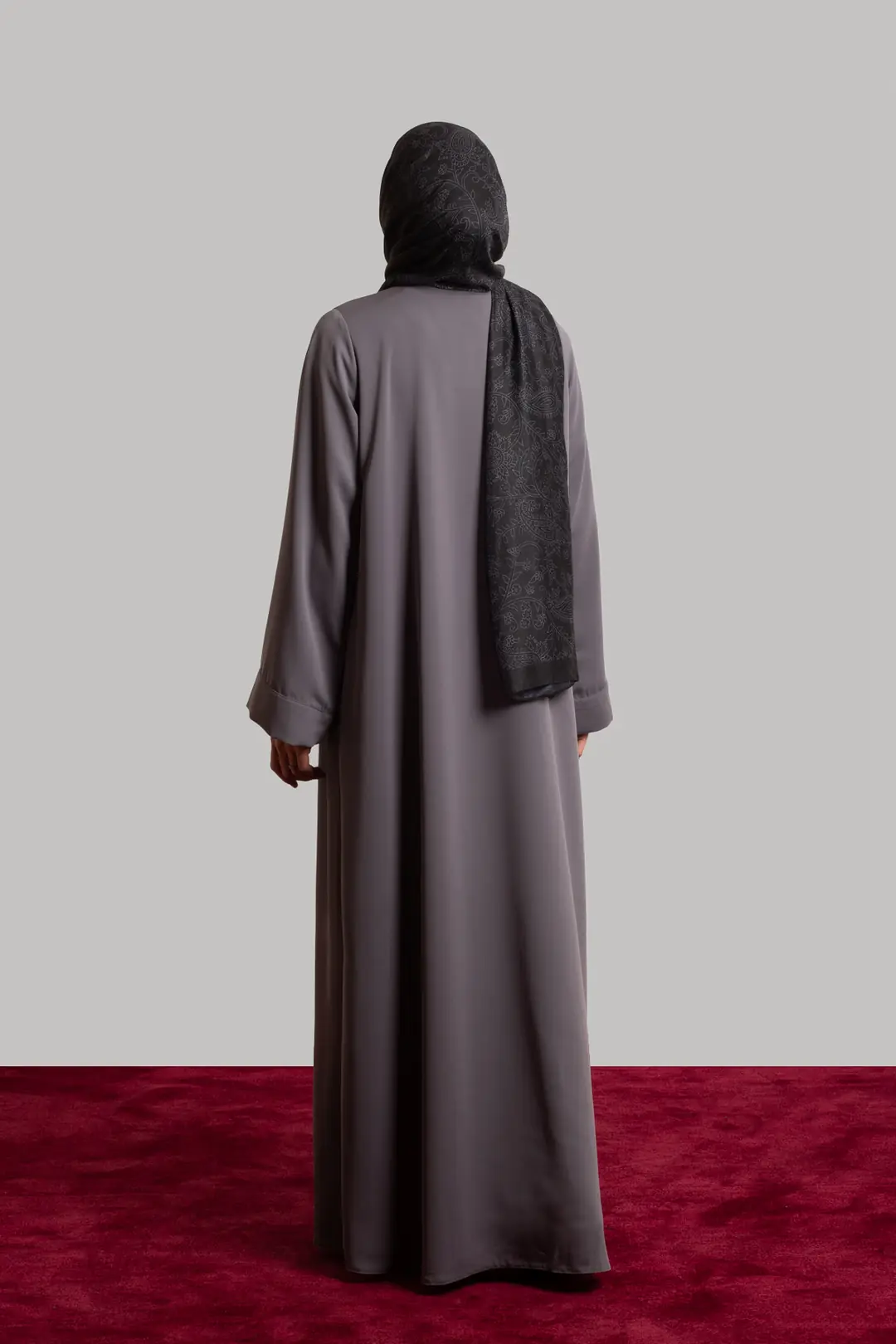 Birit Detaylı Abaya Gri 7