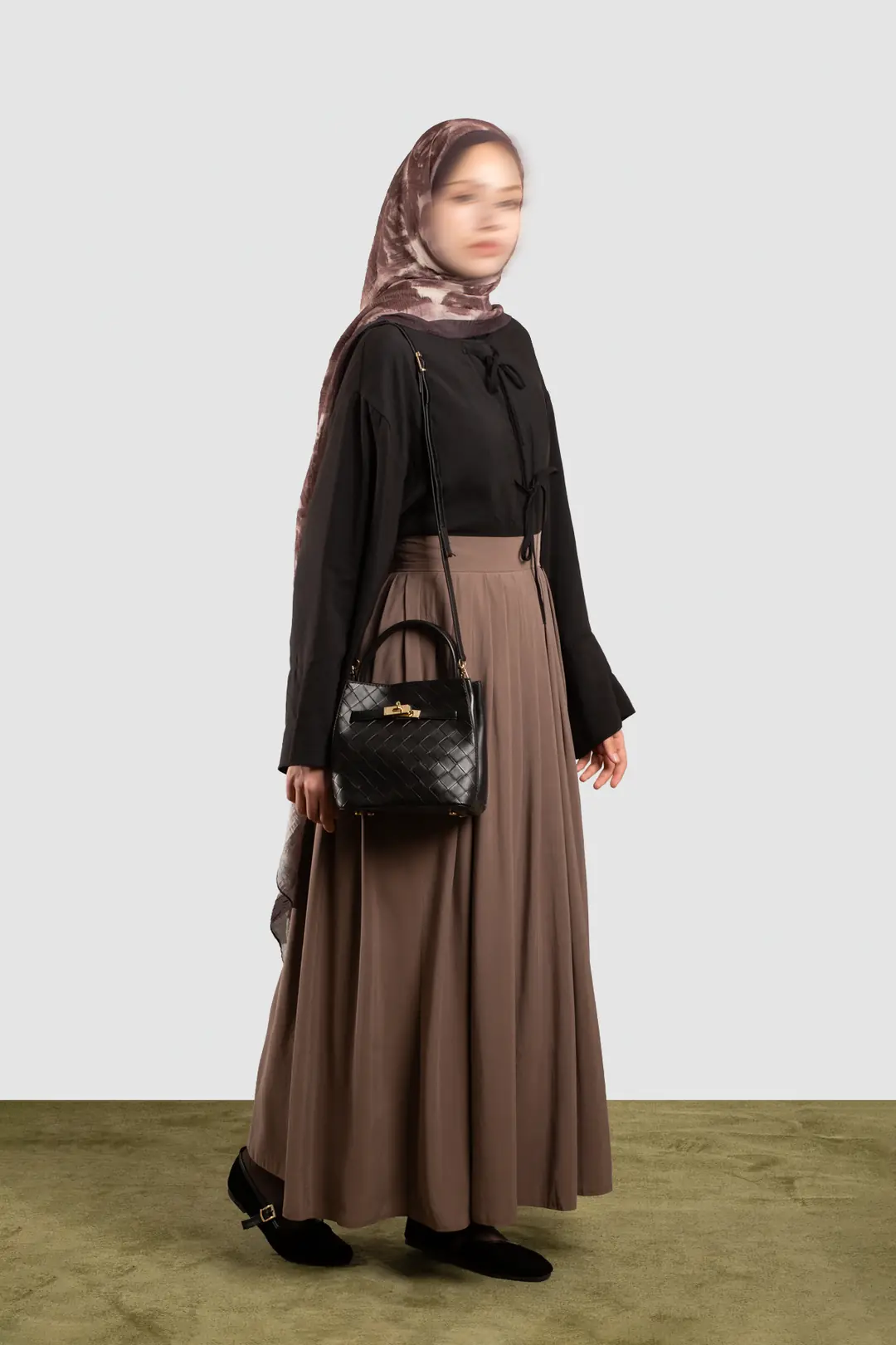 Tightly Pleated Modal Skirt, Mink