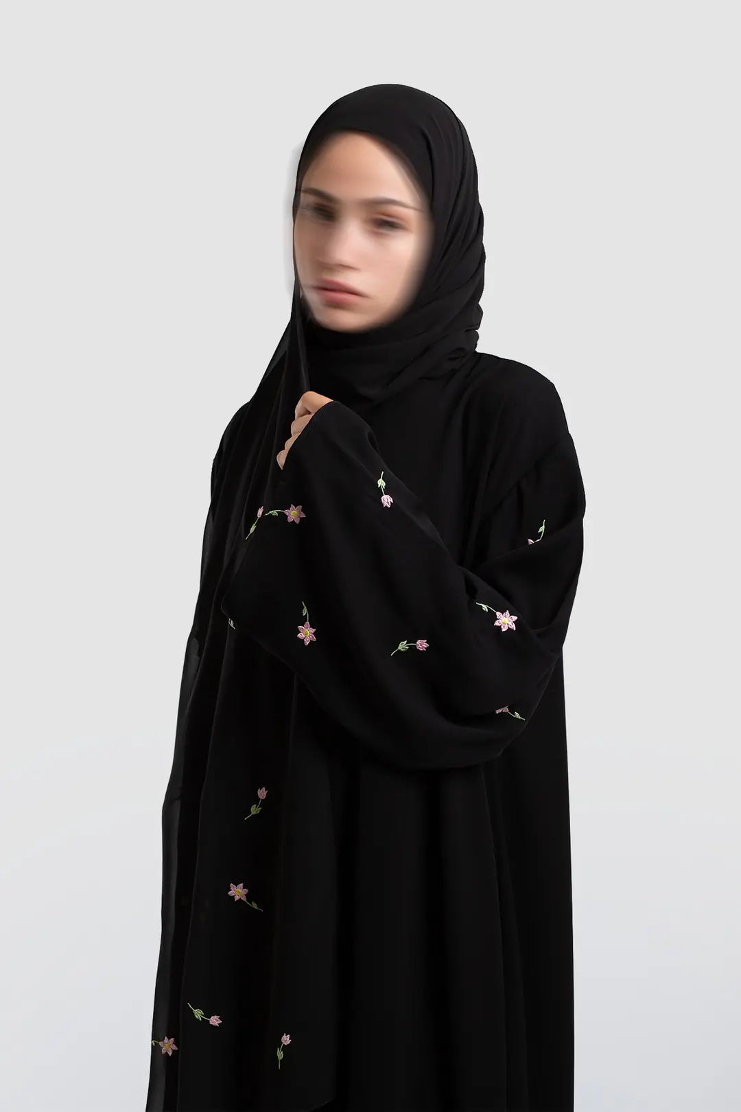 Embroidered Abaya Set Black 5