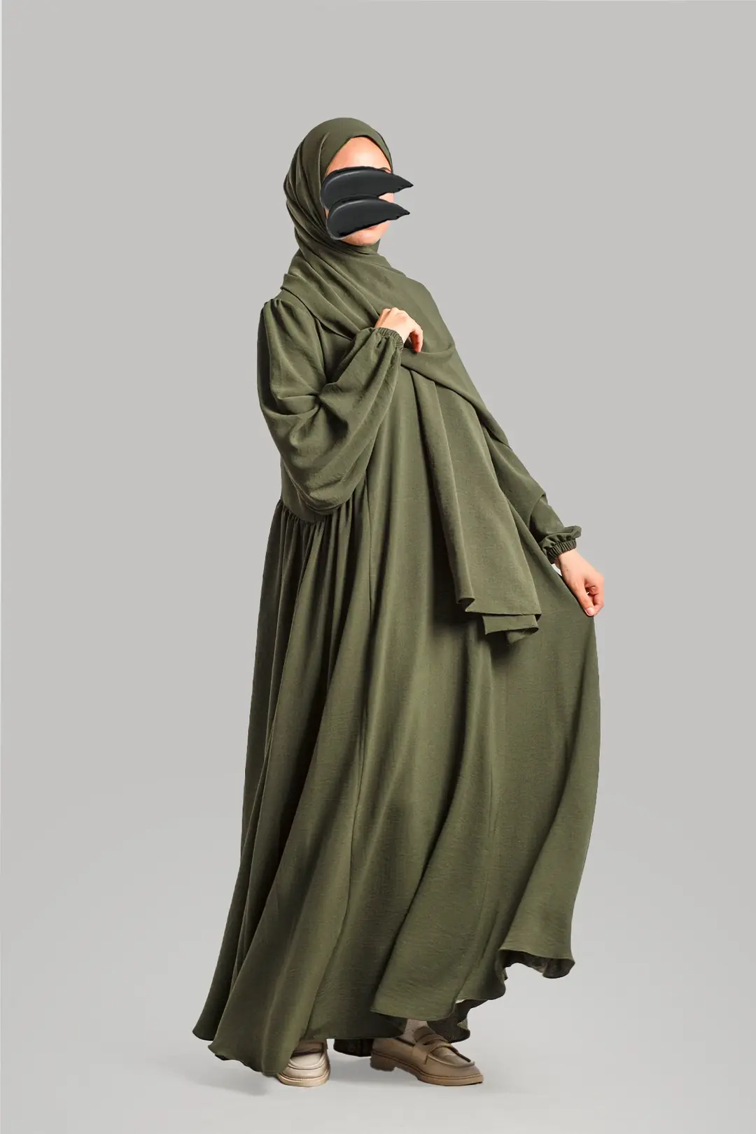 Ayrobin Dress with Yoke, Khaki 2