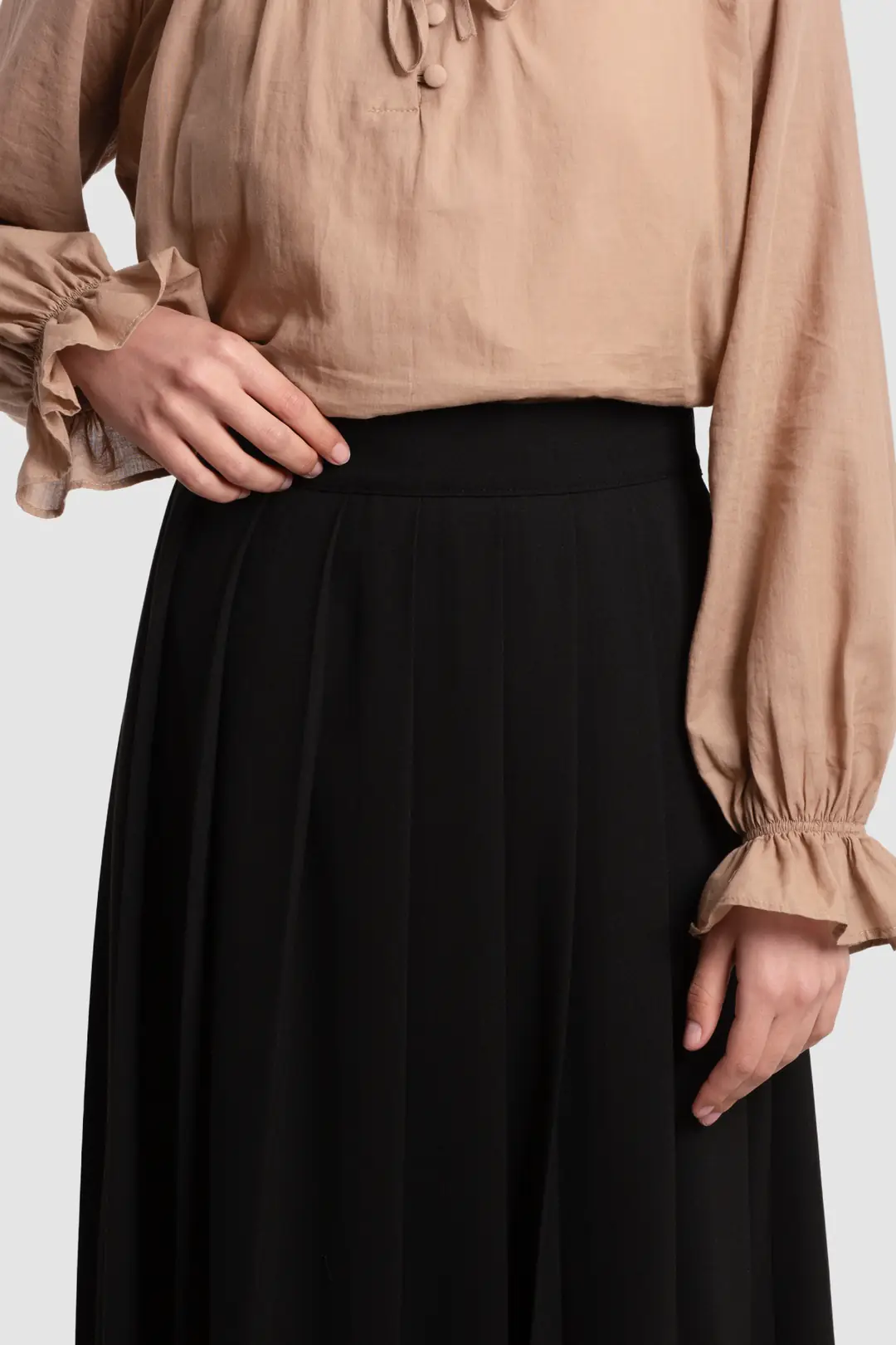 Pleated Viscose Skirt Black 8