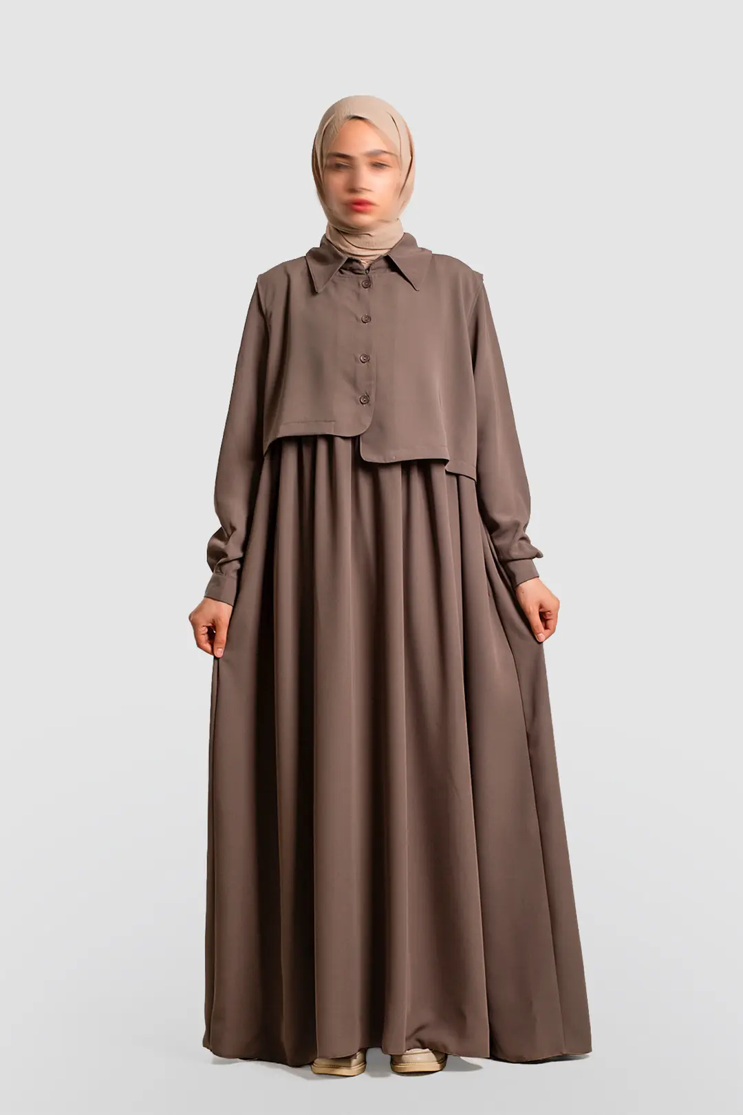 Vest-style Abaya, Mink 5
