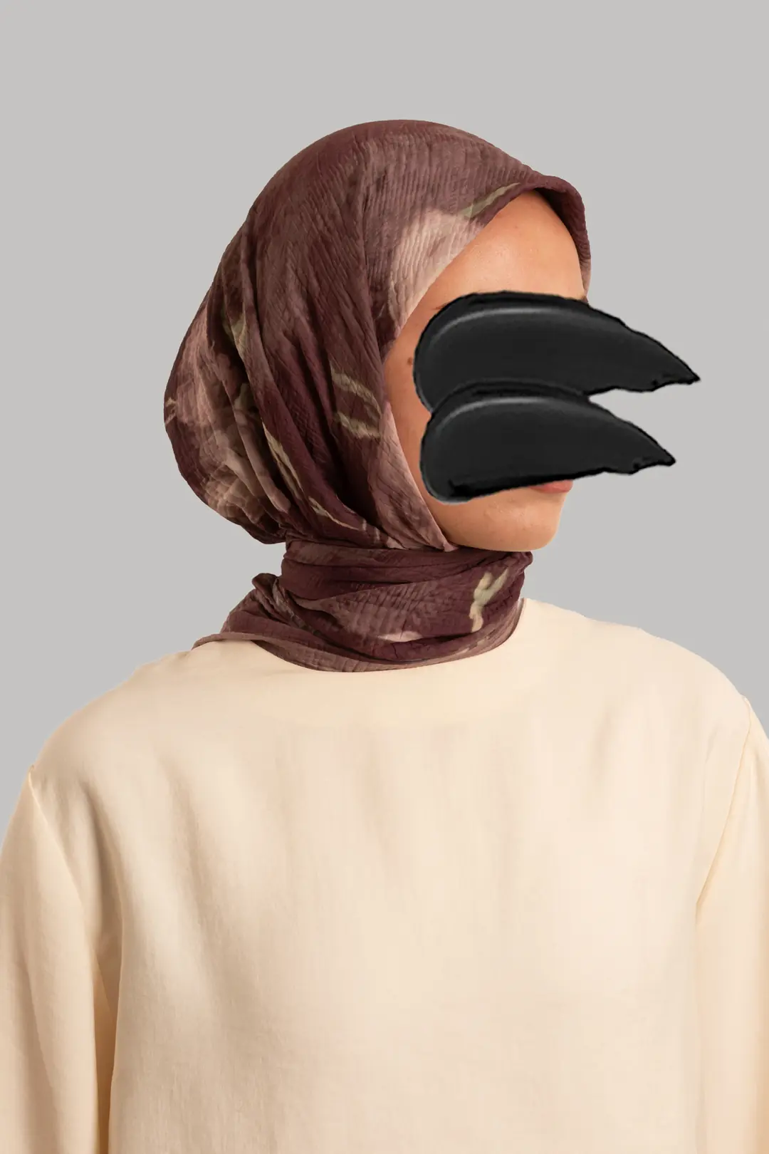 Mistik Bahçe Desenli Müslin Eşarp Mürdüm 3