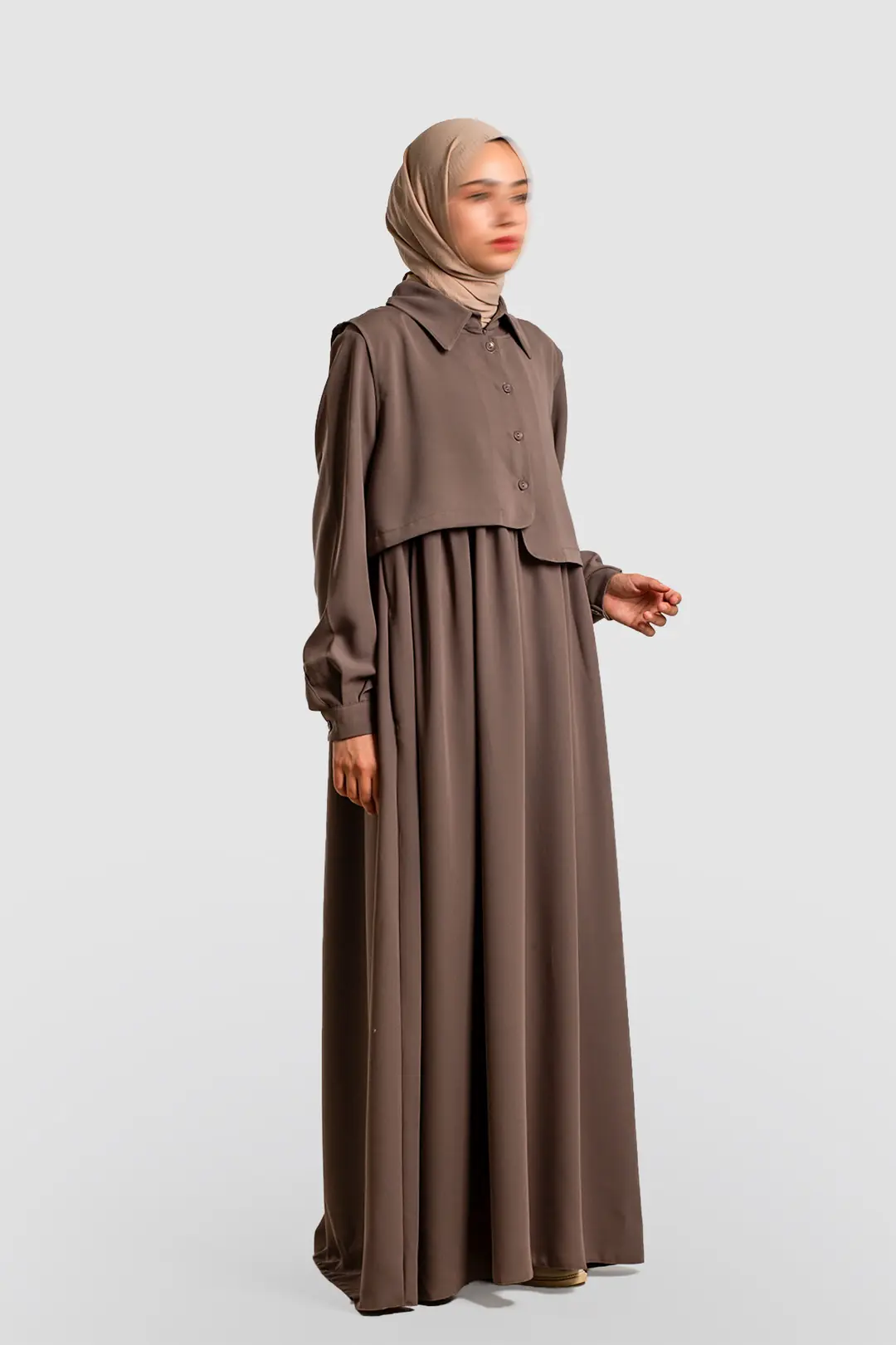 Vest-style Abaya, Mink 4