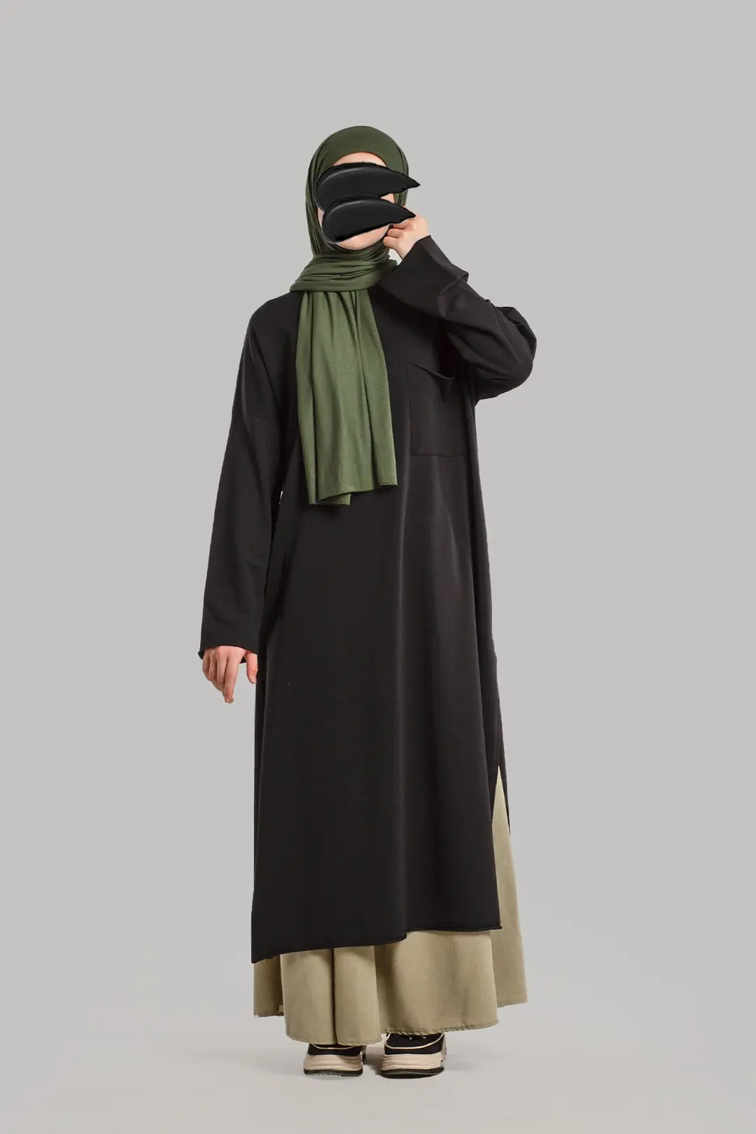 Etek Üstü Pamuklu Tunik Siyah 9