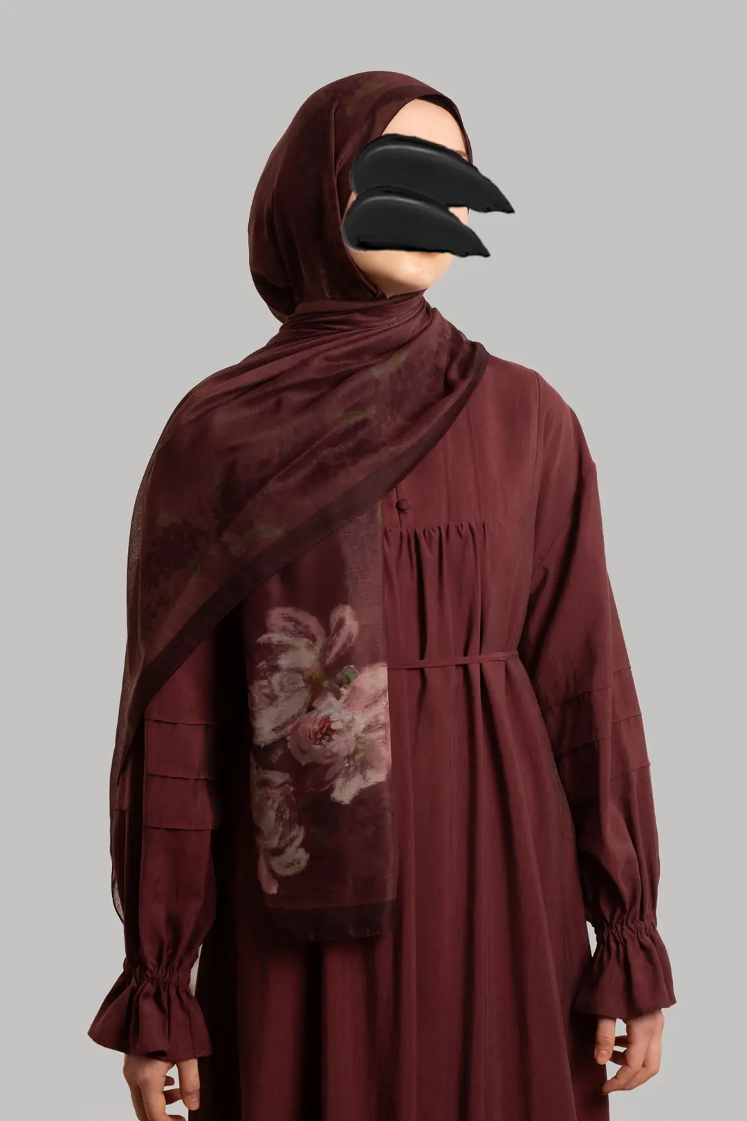 Gece Bahçesi Desenli Soft Şal Bordo 5