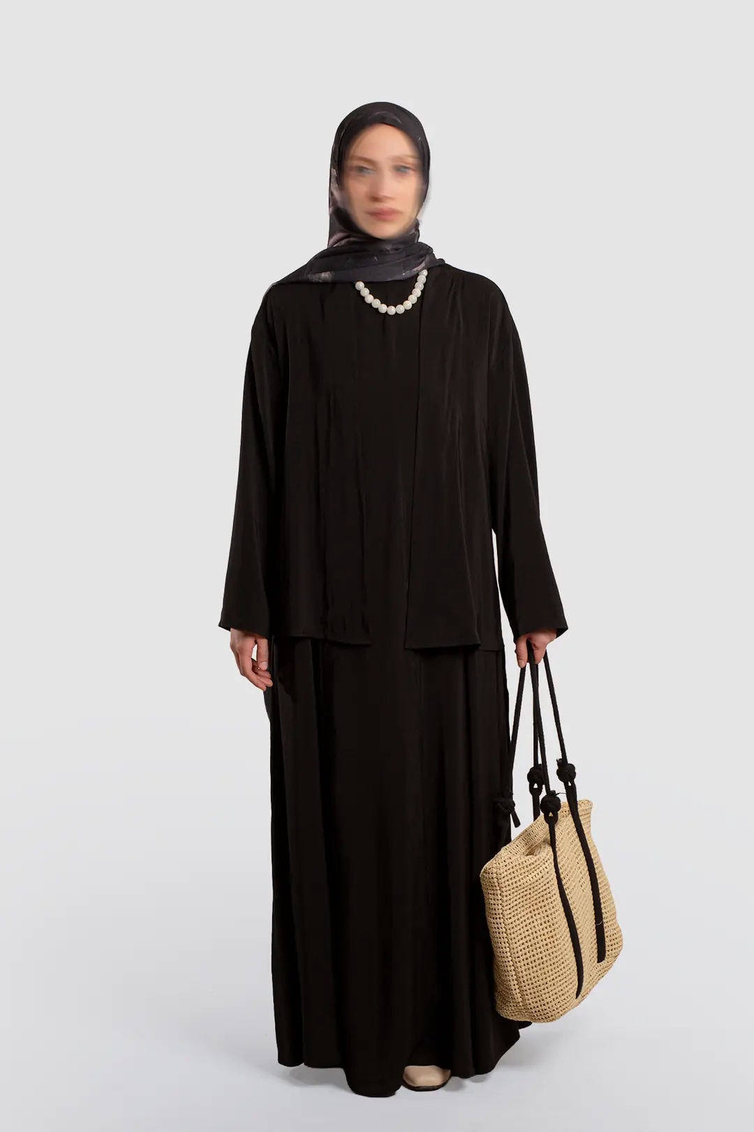 Modal Kimono Jile Elbise Takım Siyah