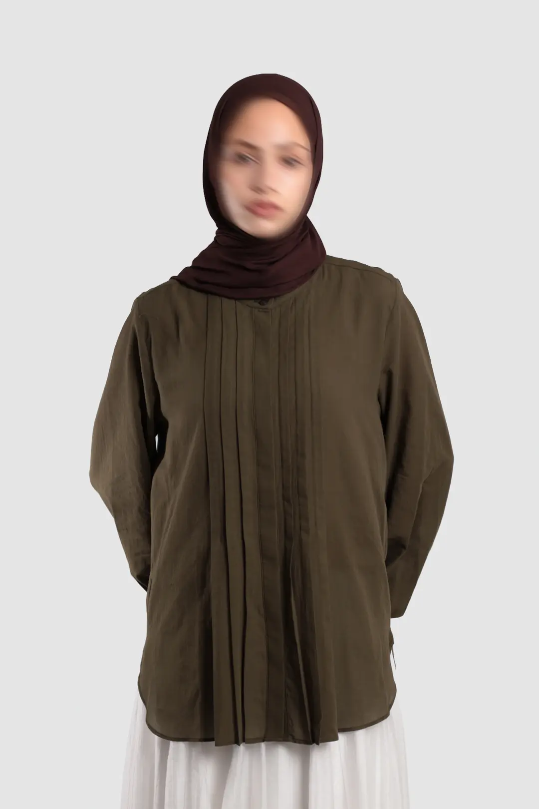 Ribbed Cotton Voile Shirt, Khaki 3