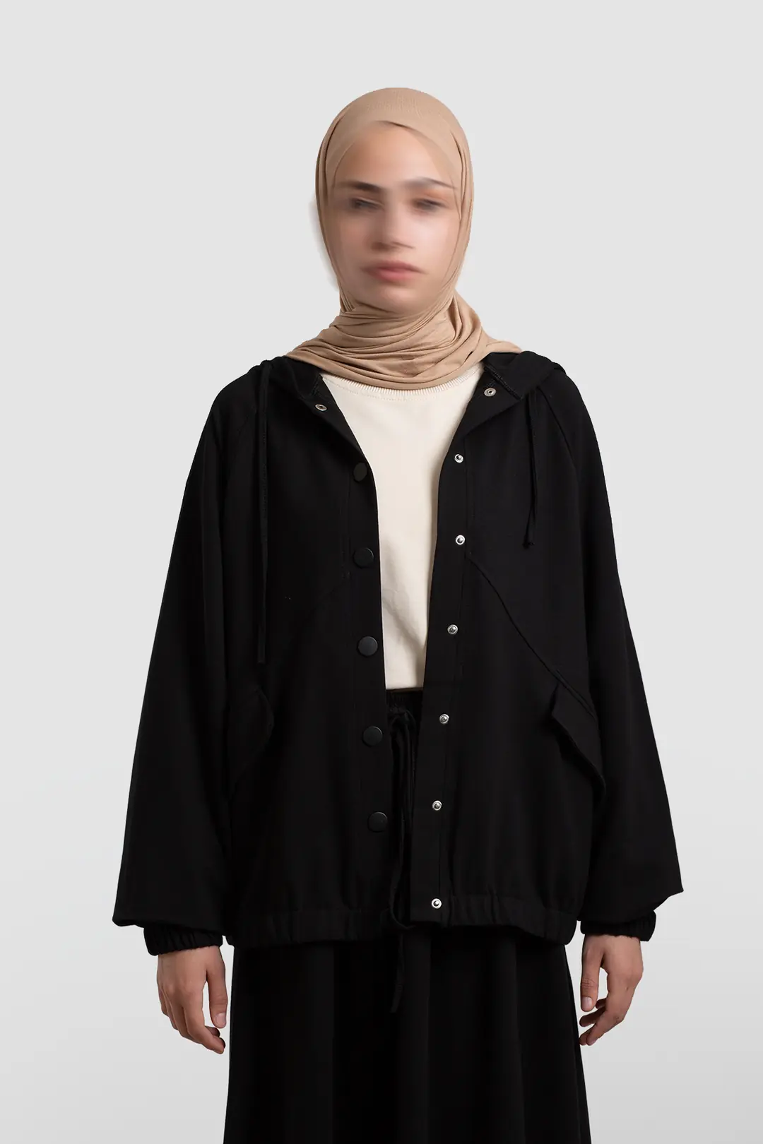 Çıtçıtlı Bomber Sweatshirt Siyah 1