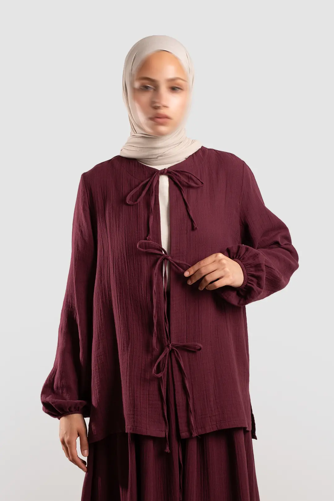 Bağlamalı Müslin Takım Bordo 5