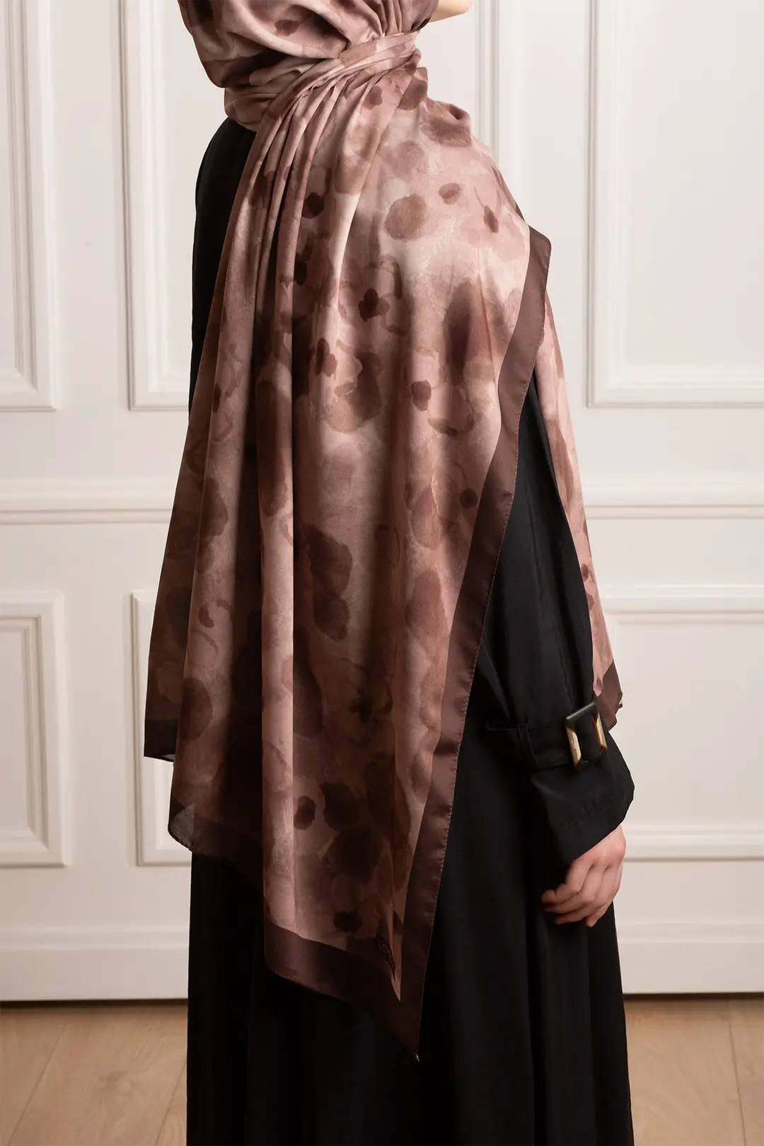 Autumn Serenade Patterned Soft Shawl in Coffee 9