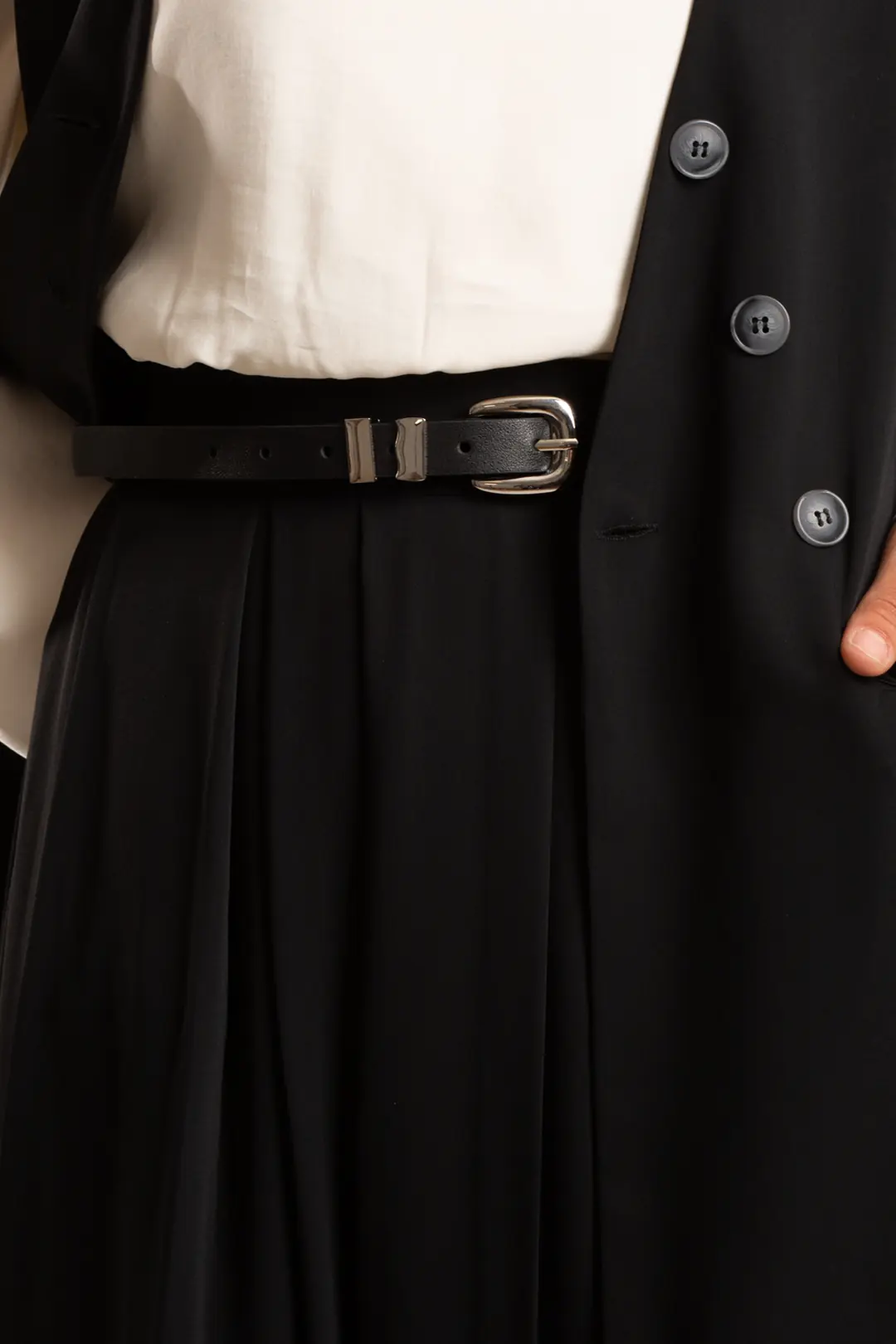 A-line Detail Crepe Skirt Black 3