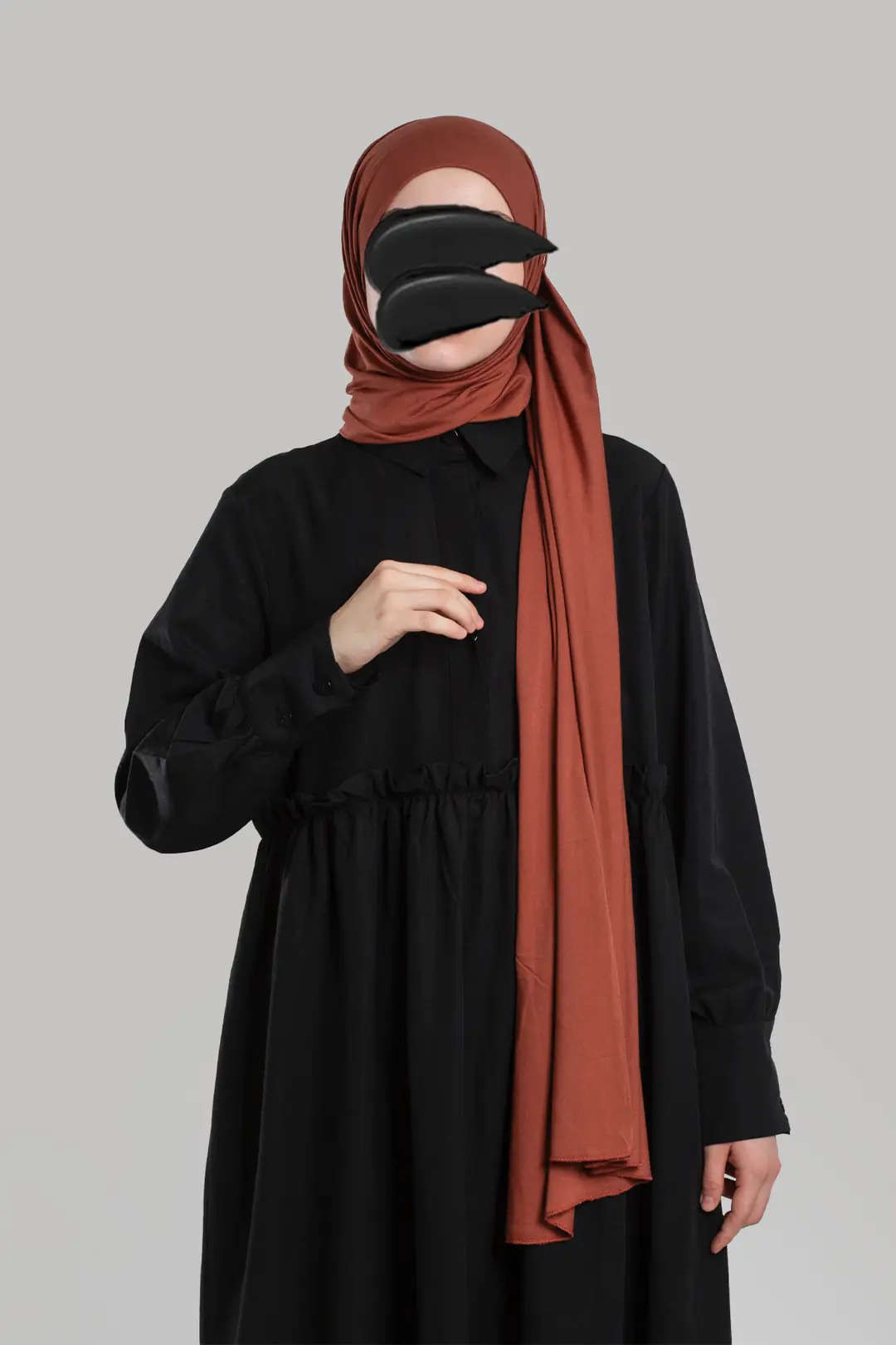 Poplin Hijab Dress Black 3