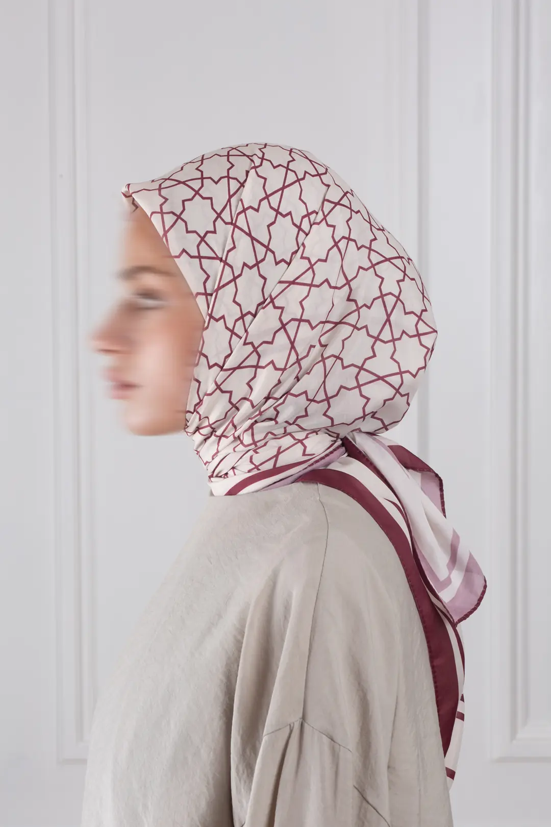 Yıldız Desen Desenli Soft Eşarp Bordo