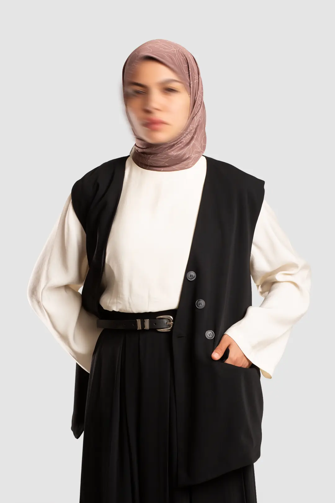 Asimetrik Krep Yelek Siyah 3