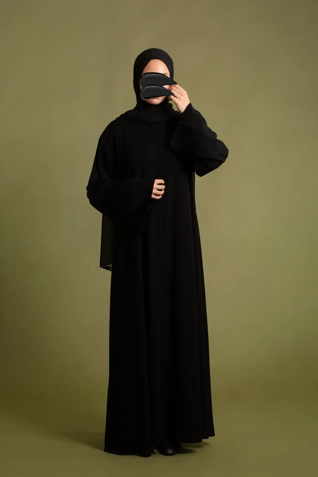 Dubai Silk Abaya Set Black 4
