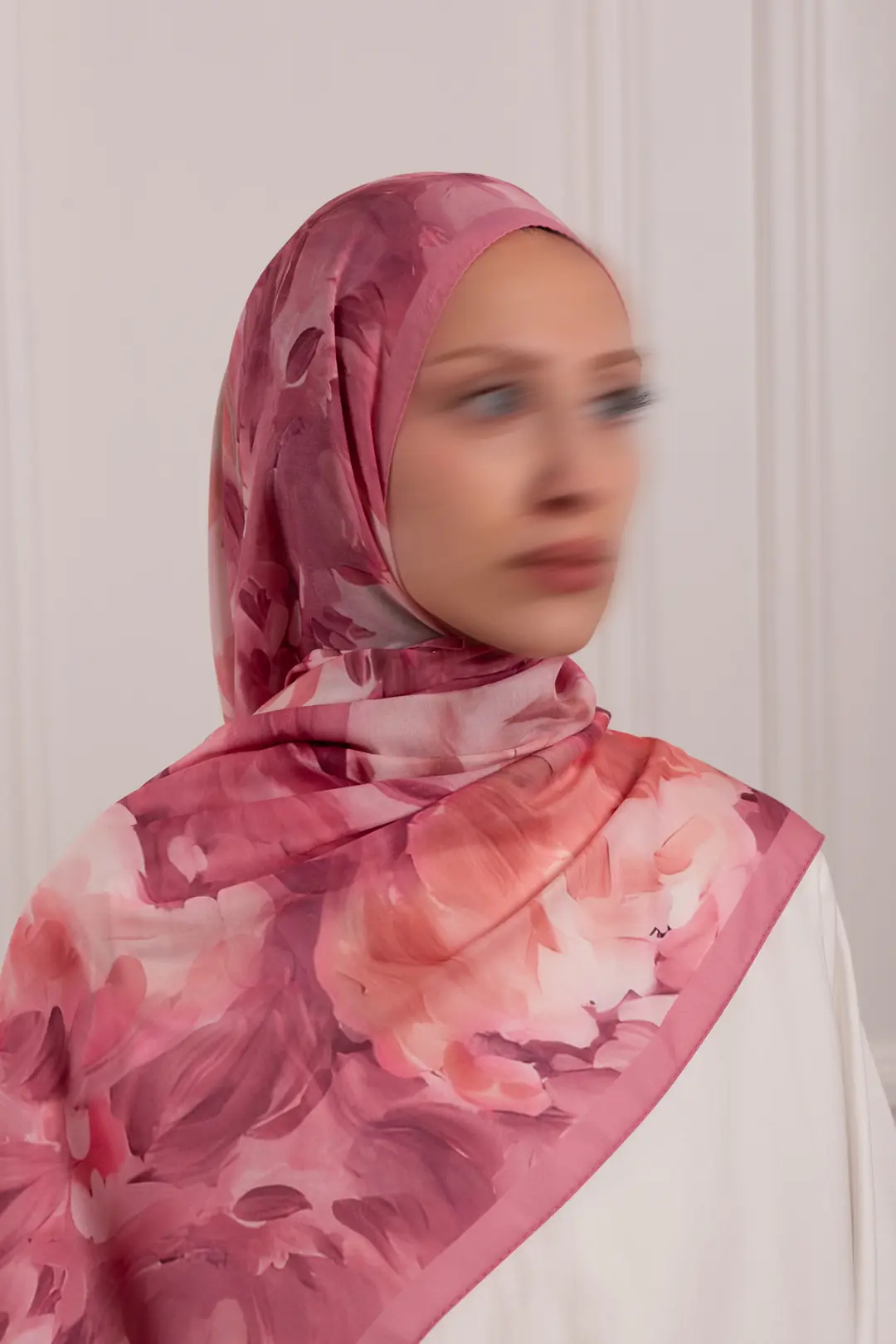 Bahar Tuvali Desenli Soft Şal Gül Kurusu 3