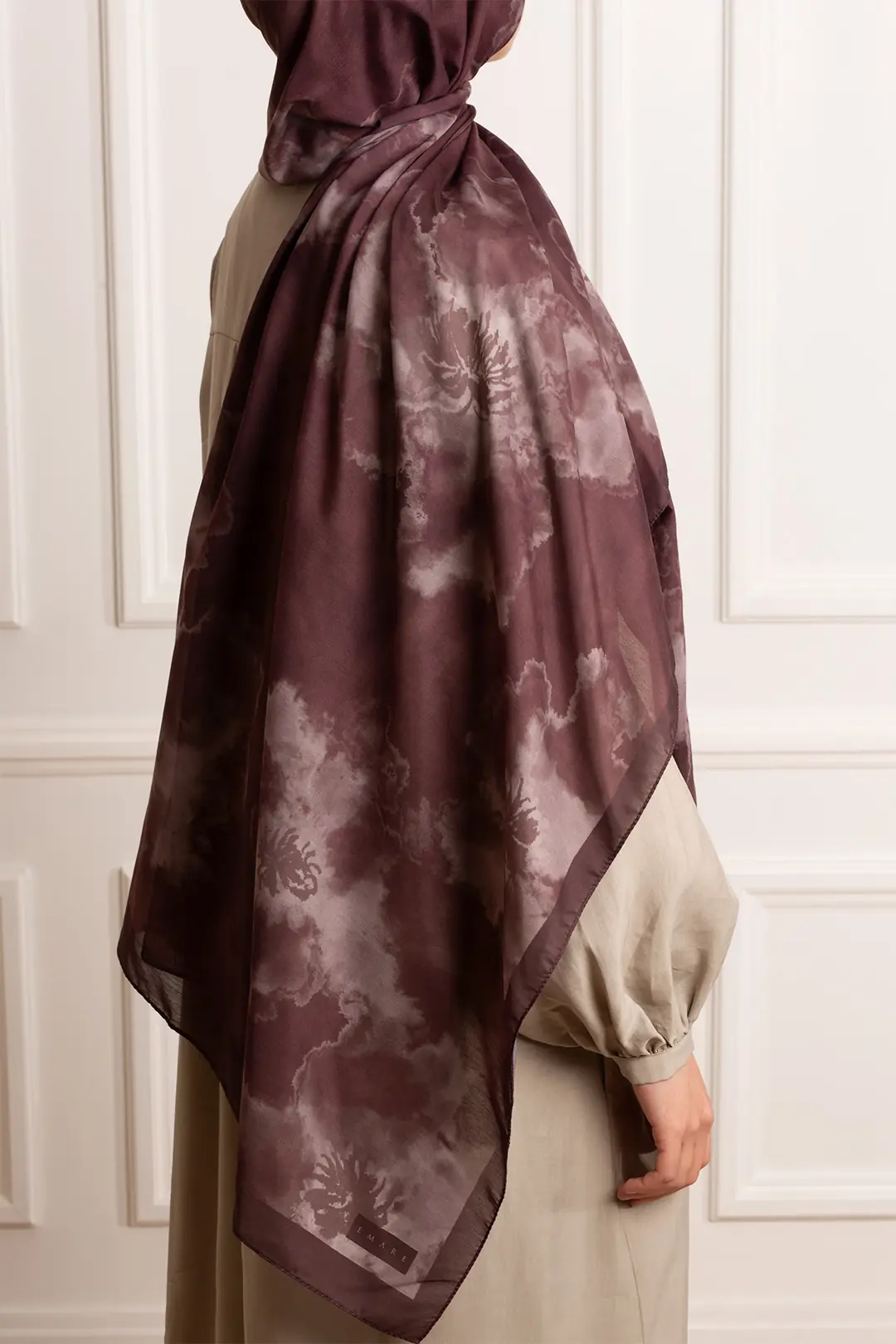 Puslu Bahçe Desenli Soft Şal Bordo 7