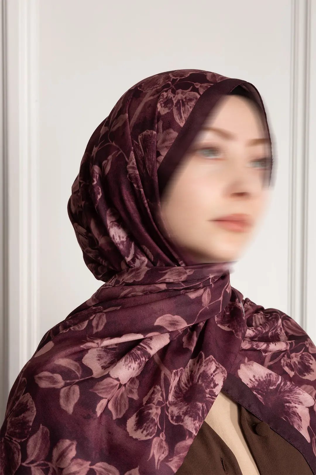 Amber Mist Patterned Soft Scarf, Plum 6