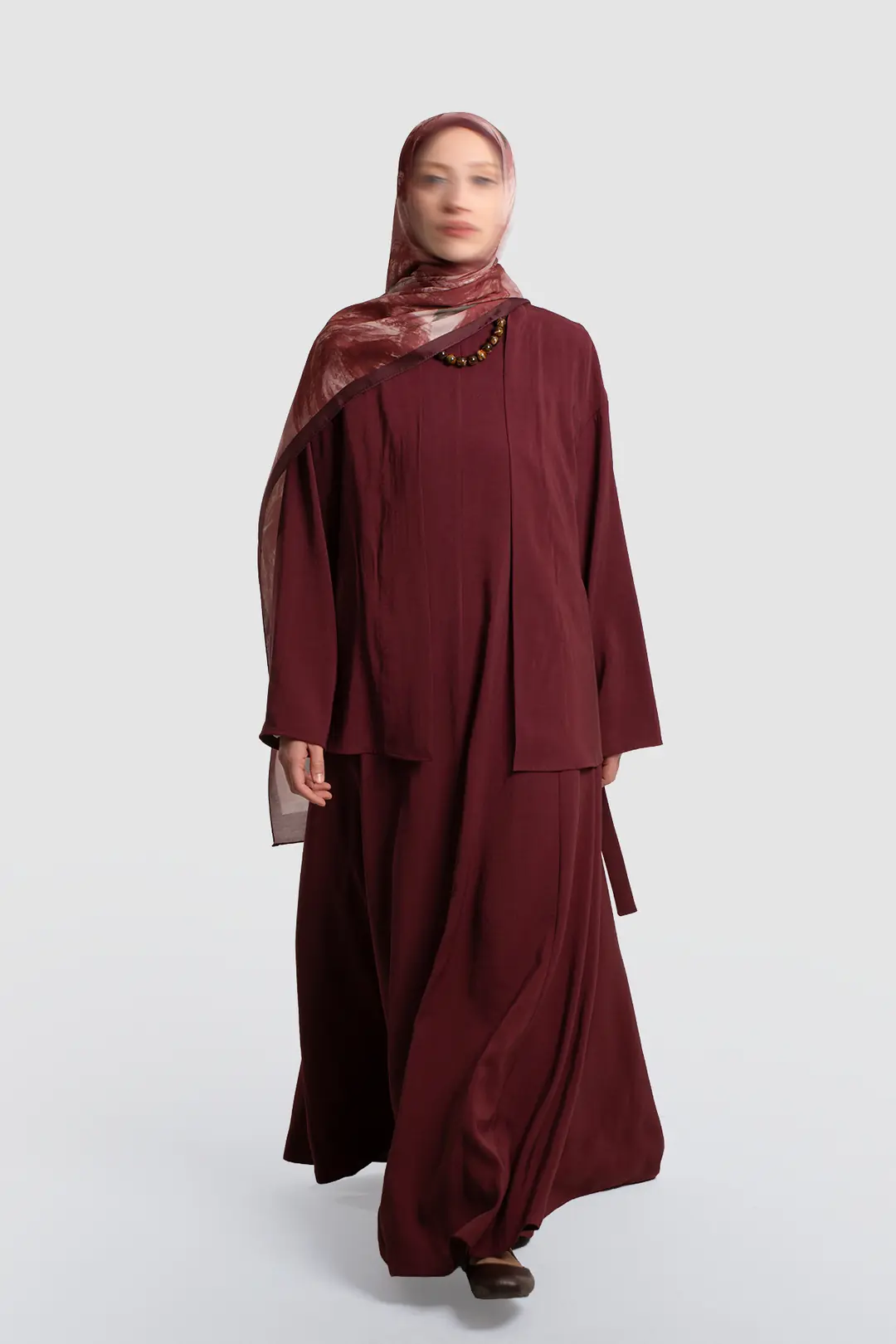 Modal Kimono Jile Elbise Takım Mürdüm 3